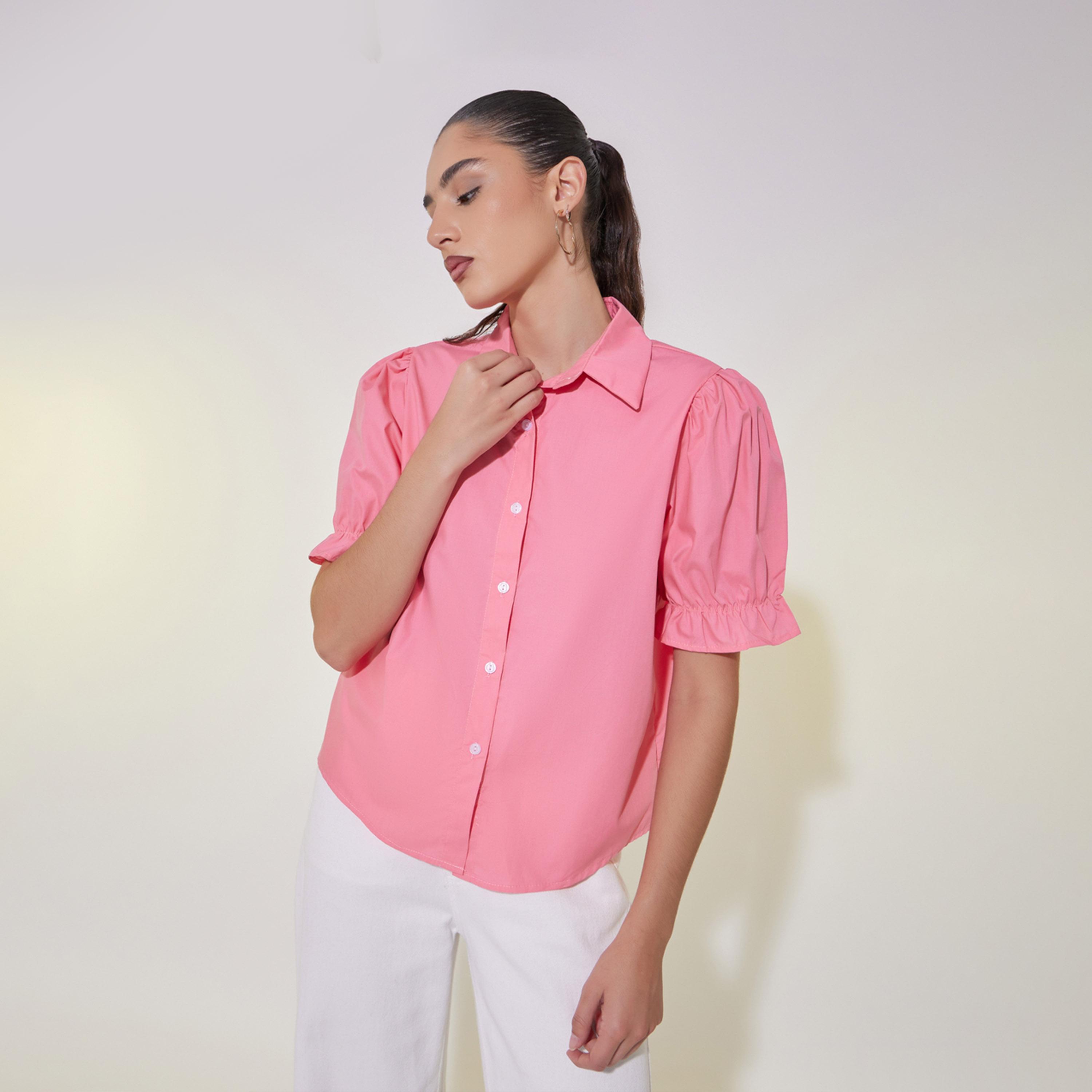 Take Two Solid Puff Sleeve Regular Fit Shirt-women-clothing-shirtsandblouses-shirts-image-2