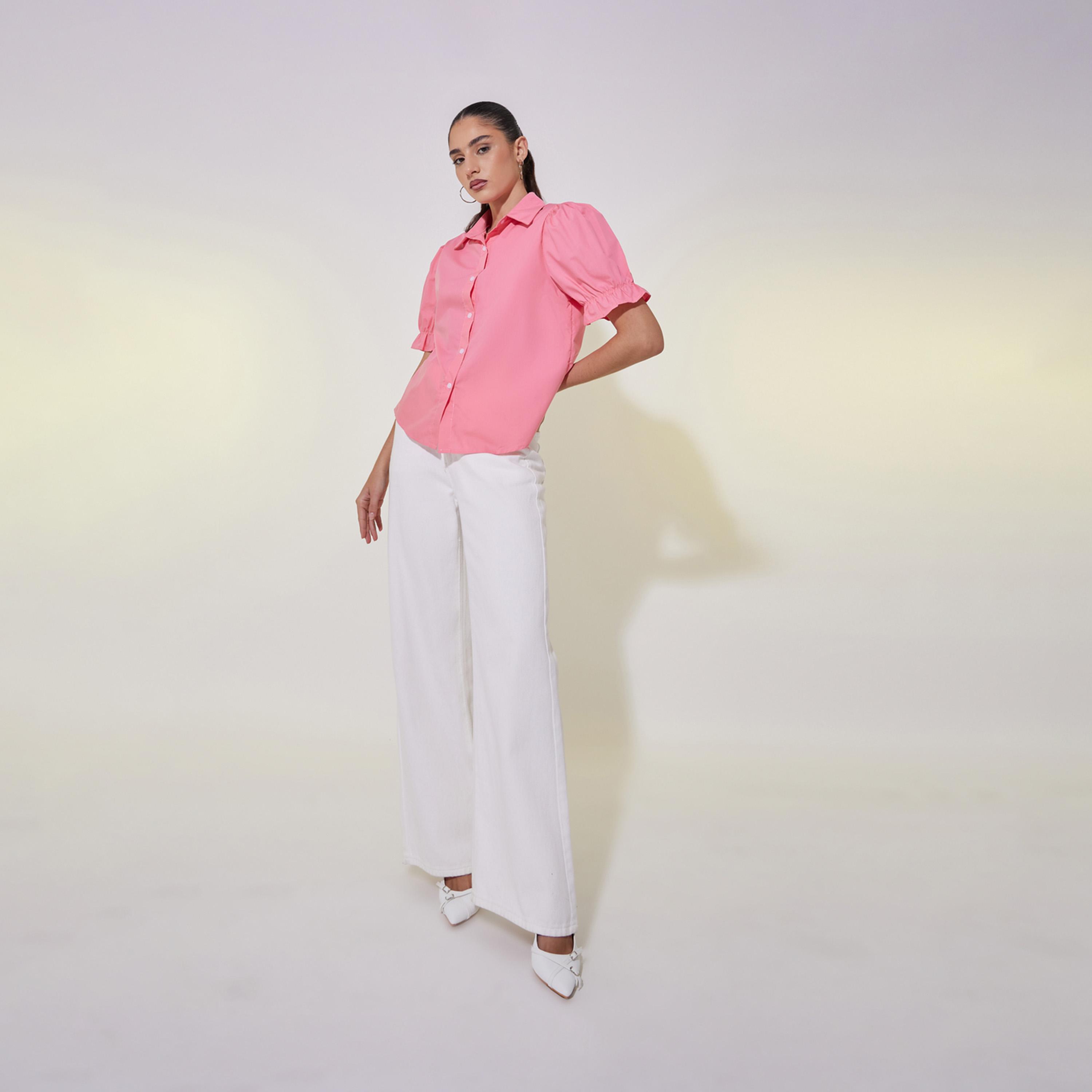 Take Two Solid Puff Sleeve Regular Fit Shirt-women-clothing-shirtsandblouses-shirts-image-3