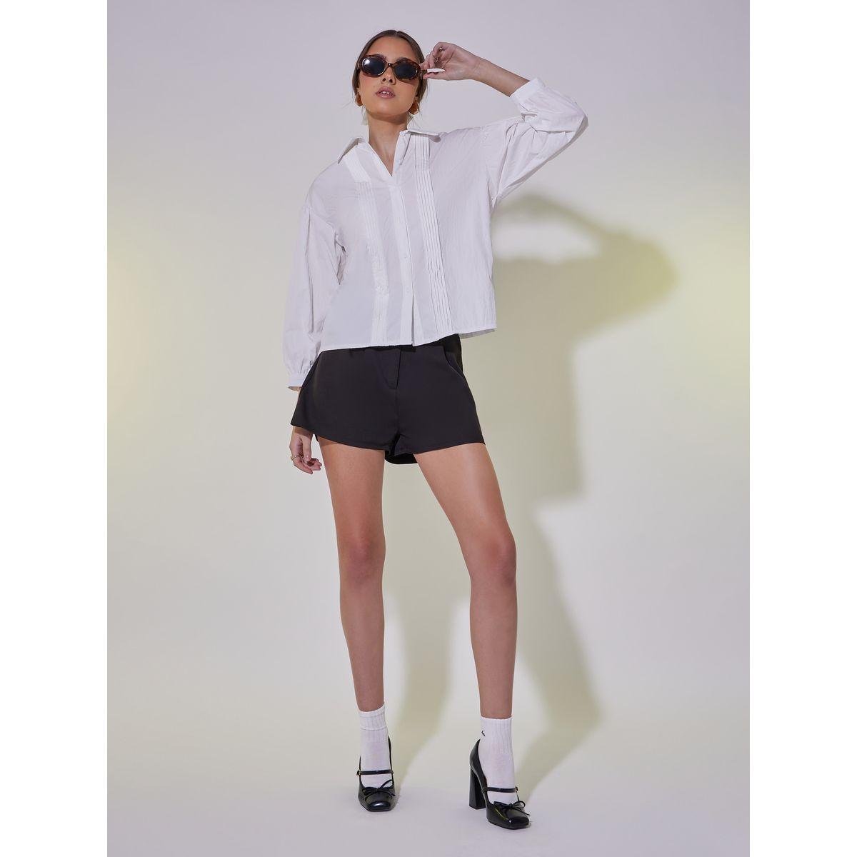 Pintuck Detail Cuffed Sleeve Regular Fit Shirt-women-clothing-shirtsandblouses-shirts-image-2
