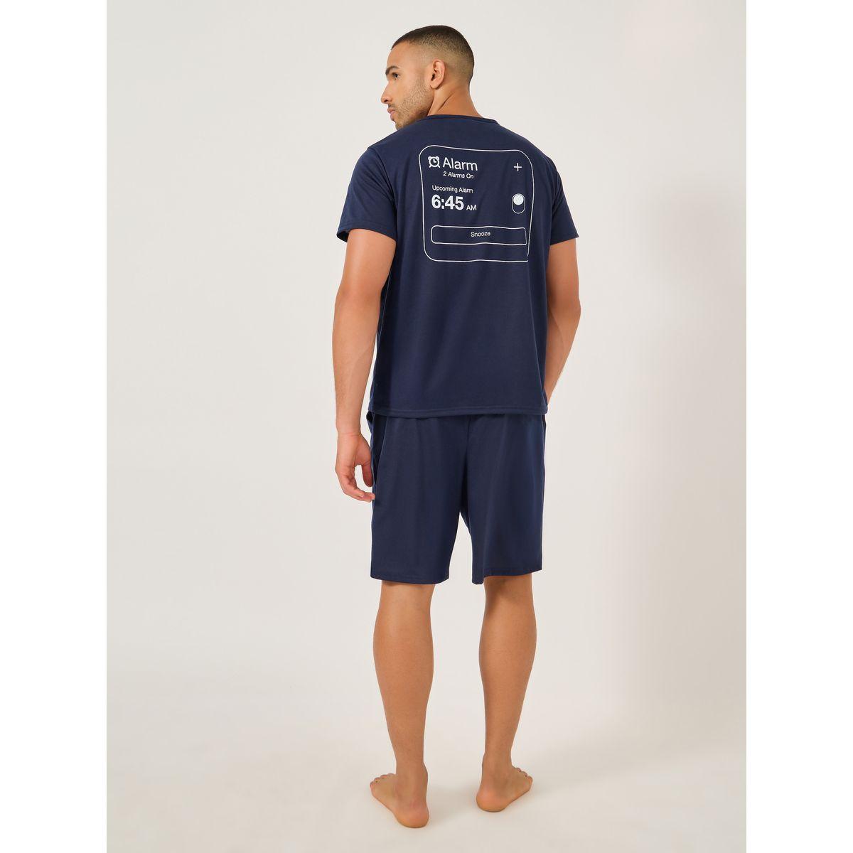 Styli Slogan Front and Back Printed T-Shirt and Shorts Set-men-clothing-nightwear-sets-image-1