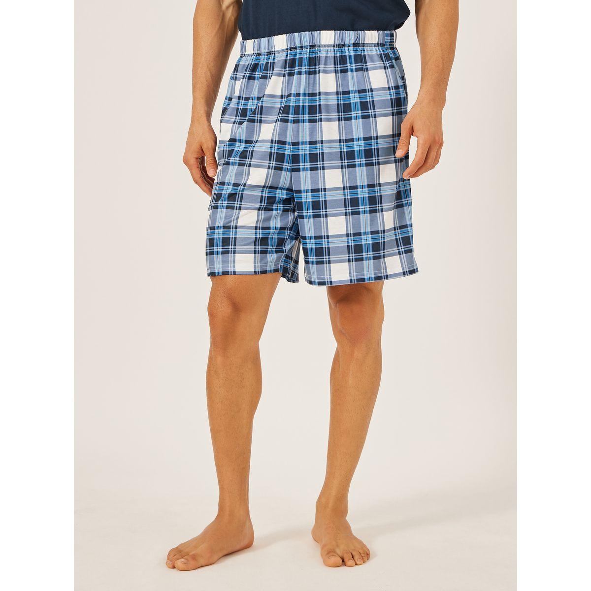 Styli Slogan Printed T-Shirt and Checked Shorts Set-men-clothing-nightwear-sets-image-5