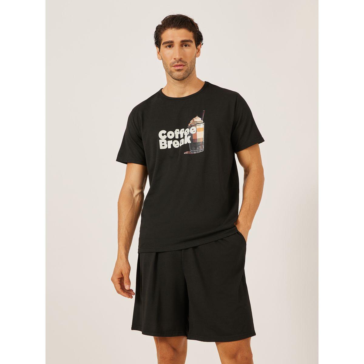 Styli Graphic Printed T-Shirt and Solid Shorts Set-men-clothing-nightwear-sets-image-2
