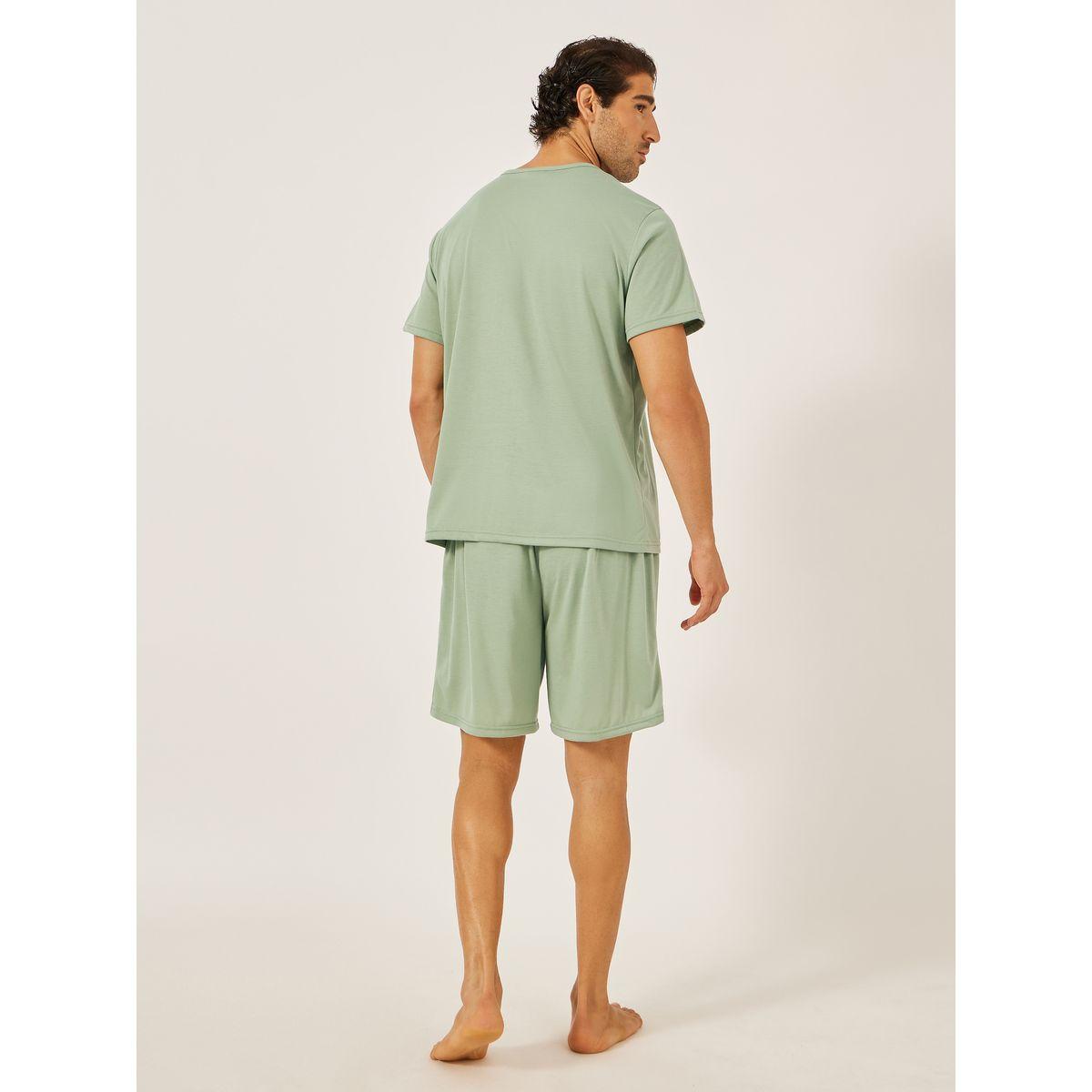 Styli Graphic Printed T-Shirt and Solid Shorts Set-men-clothing-nightwear-sets-image-4