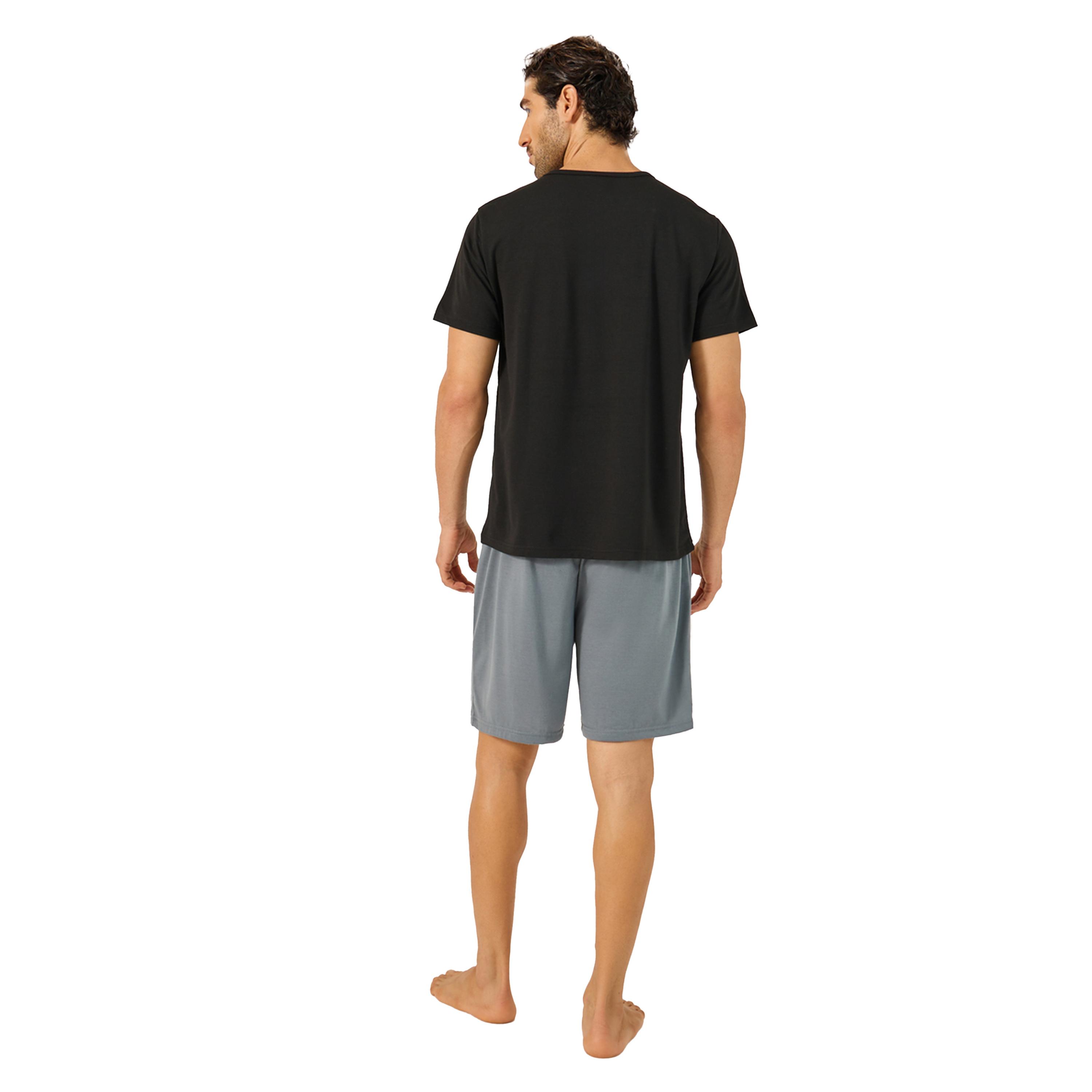 Styli Graphic Printed Round Neck T-Shirt and Shorts Set-men-clothing-nightwear-sets-image-4
