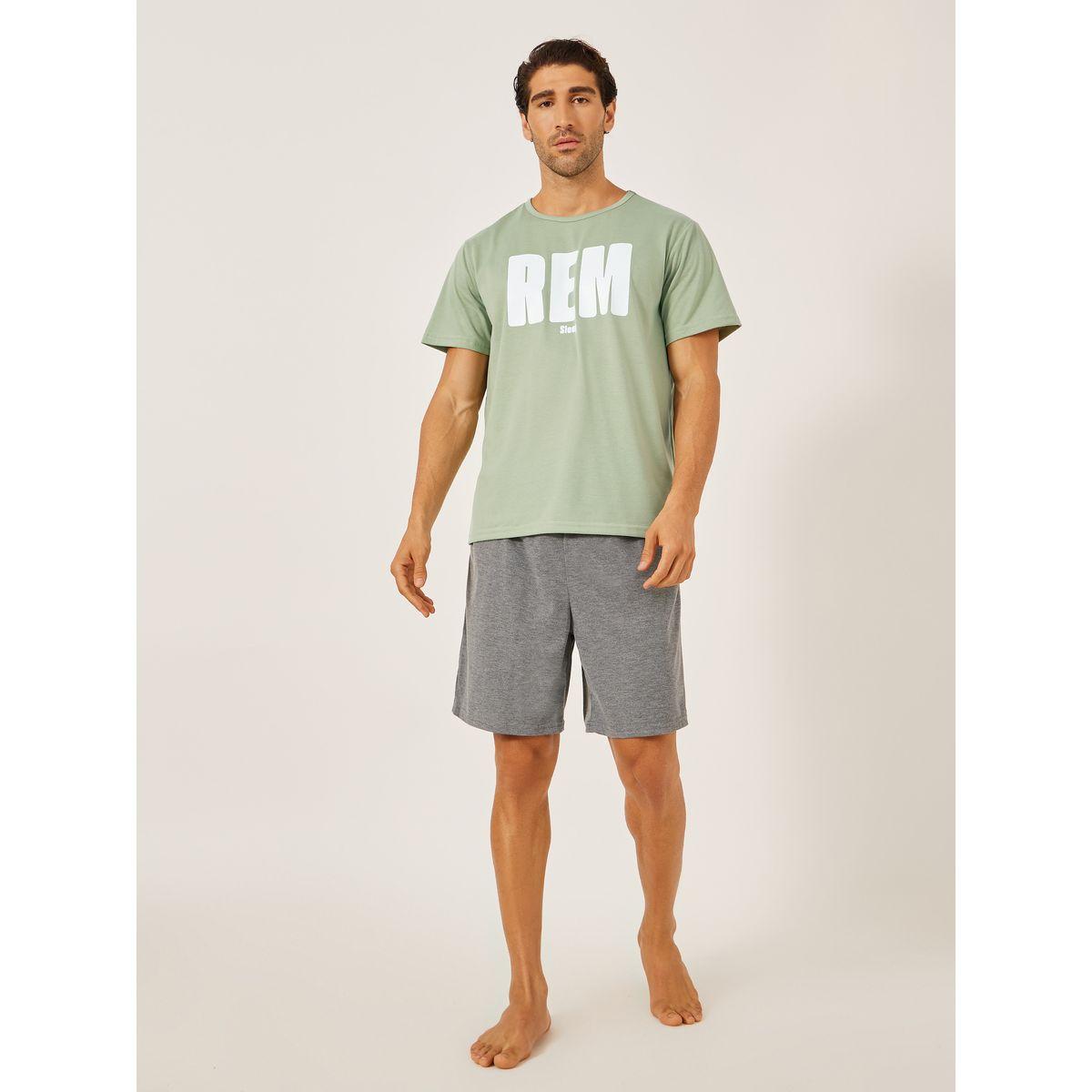Styli Slogan Printed T-Shirt and Solid Shorts Set-men-clothing-nightwear-sets-image-1