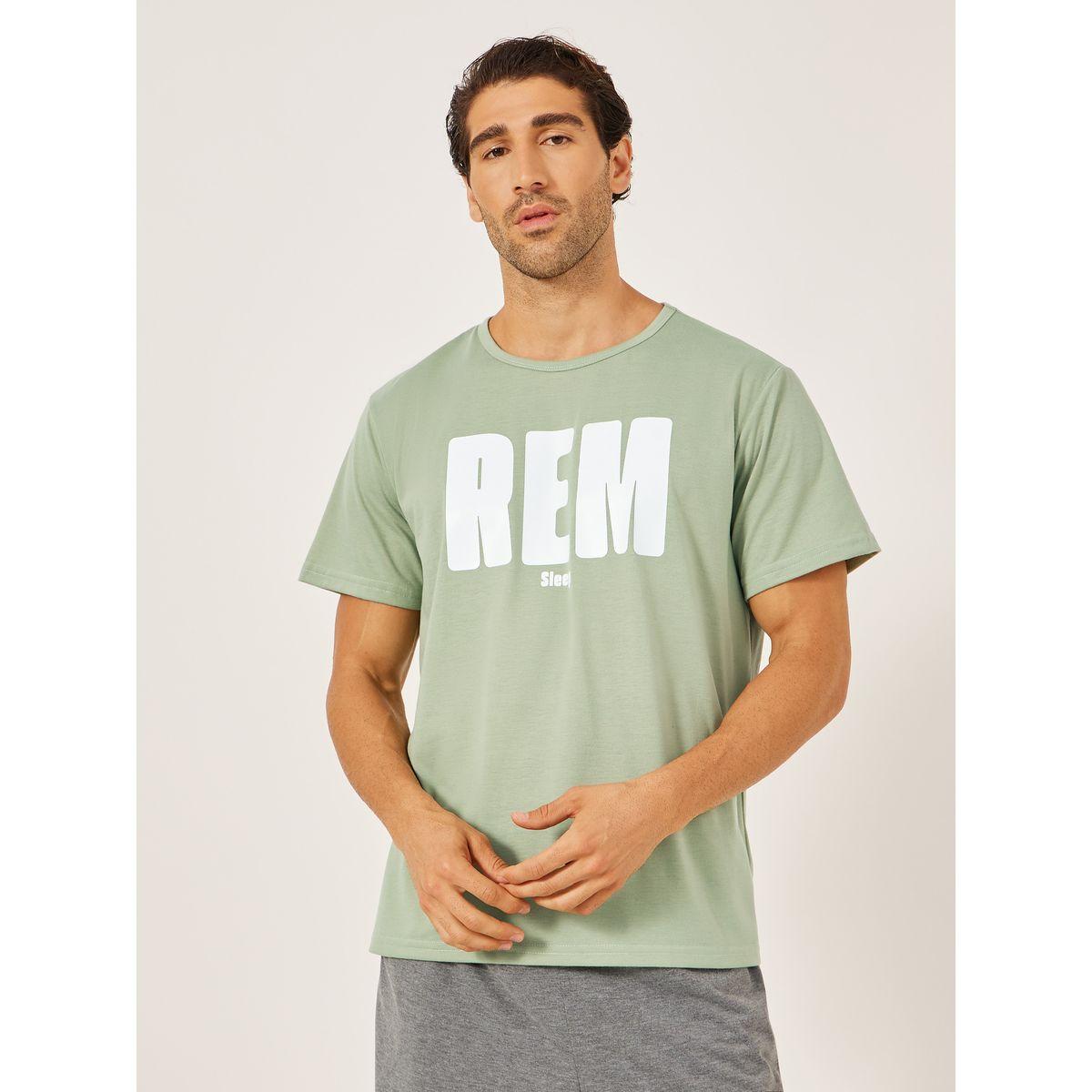 Styli Slogan Printed T-Shirt and Solid Shorts Set-men-clothing-nightwear-sets-image-2