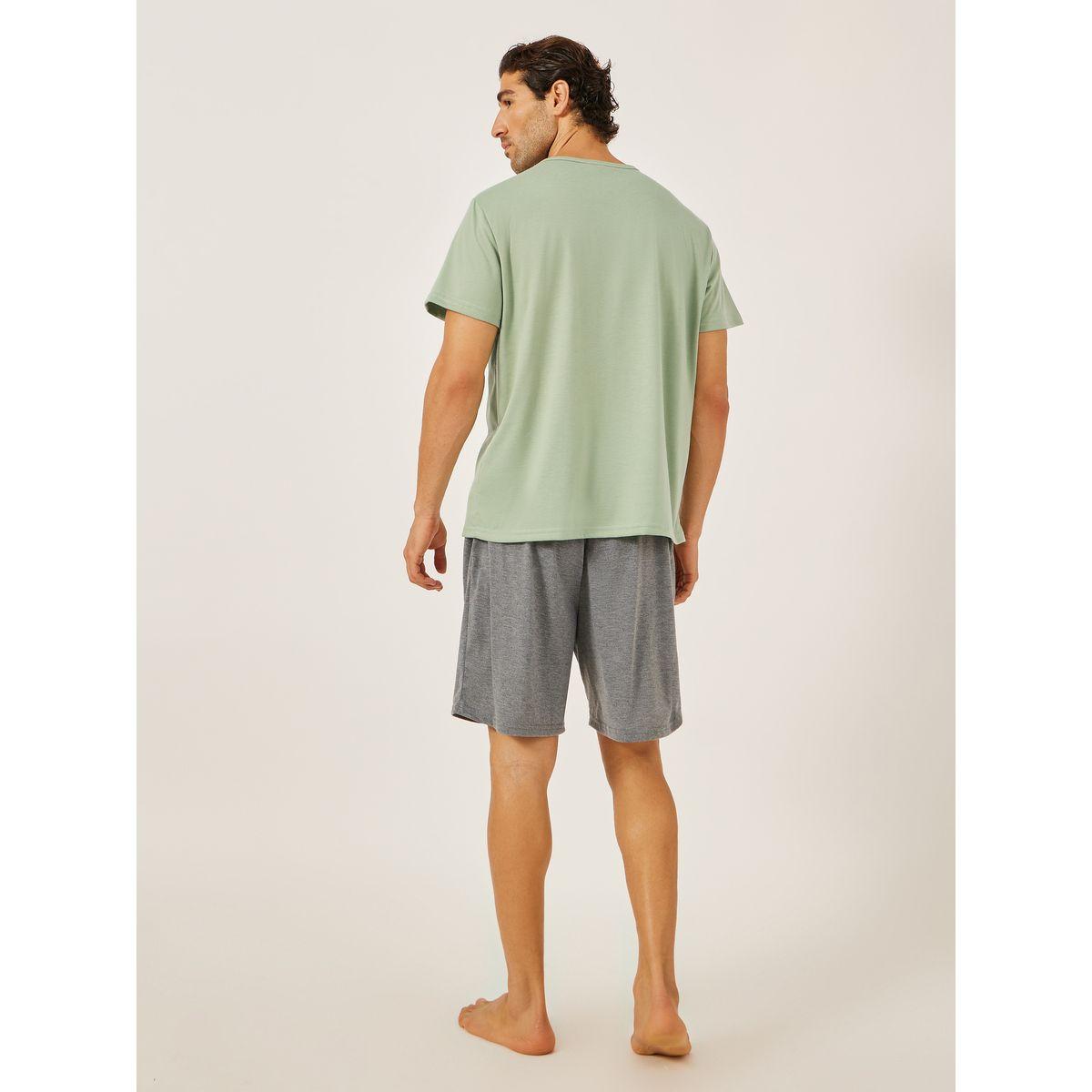 Styli Slogan Printed T-Shirt and Solid Shorts Set-men-clothing-nightwear-sets-image-4