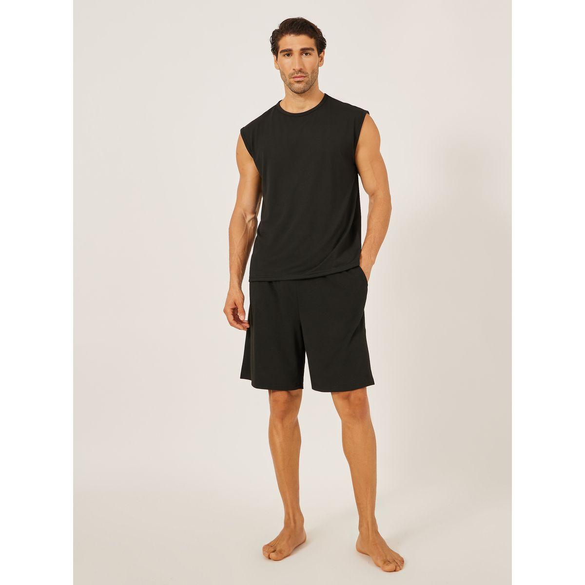 Styli Solid Round Neck Tank and Shorts Set-men-clothing-nightwear-sets-image-1