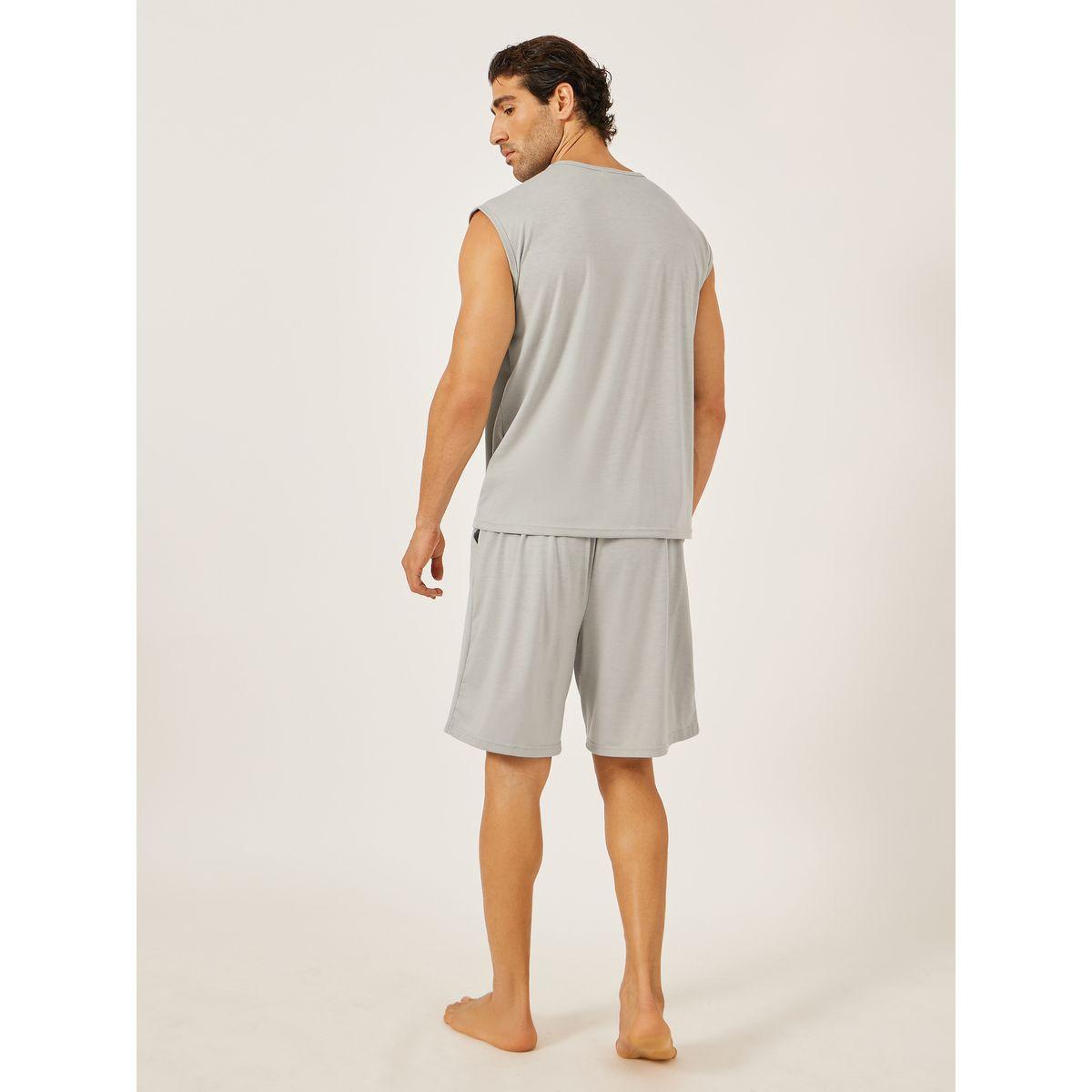 Styli Solid Round Neck Tank and Shorts Set-men-clothing-nightwear-sets-image-4
