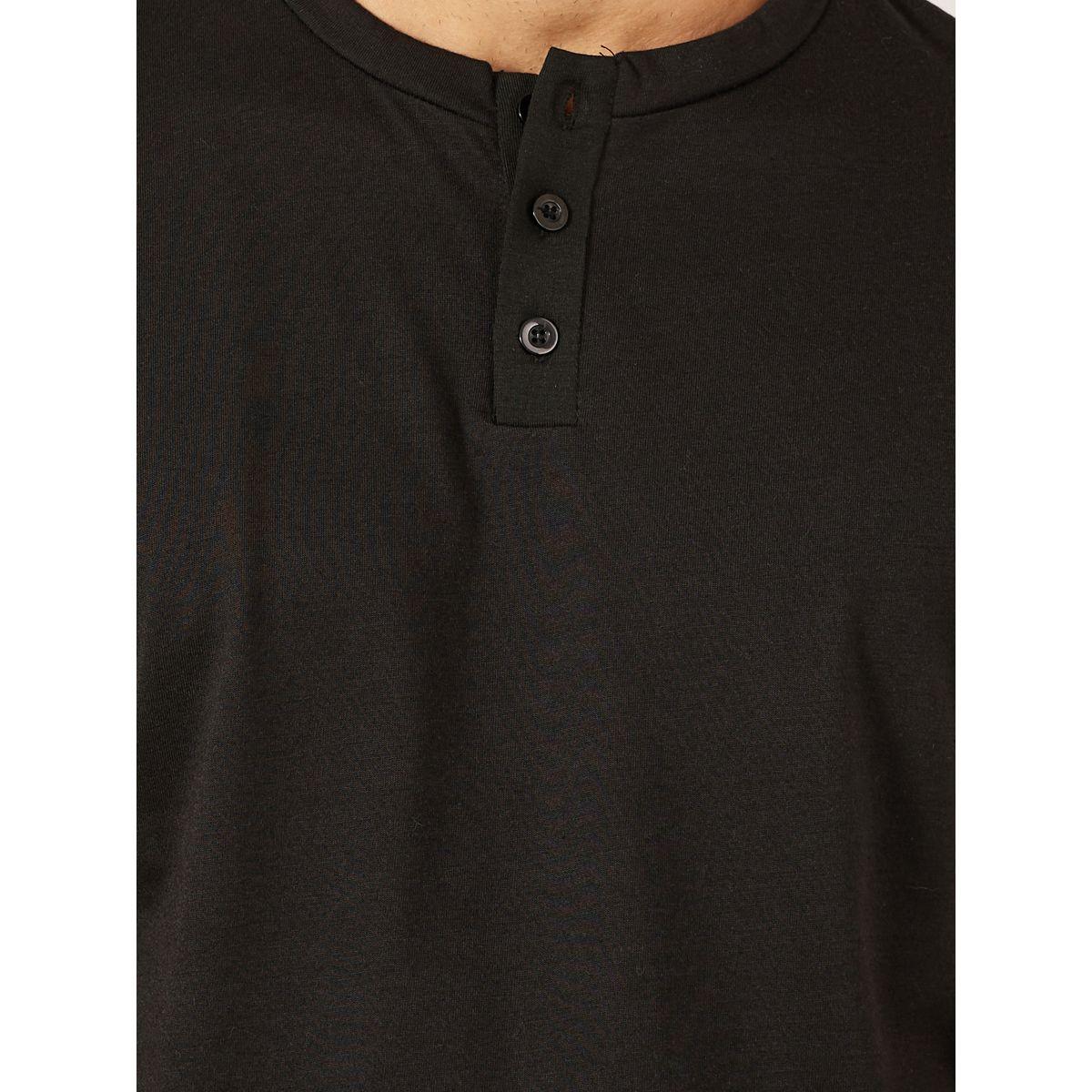 Styli Solid Henley Neck T-Shirt and Checked Pyjama Set-men-clothing-nightwear-sets-image-3