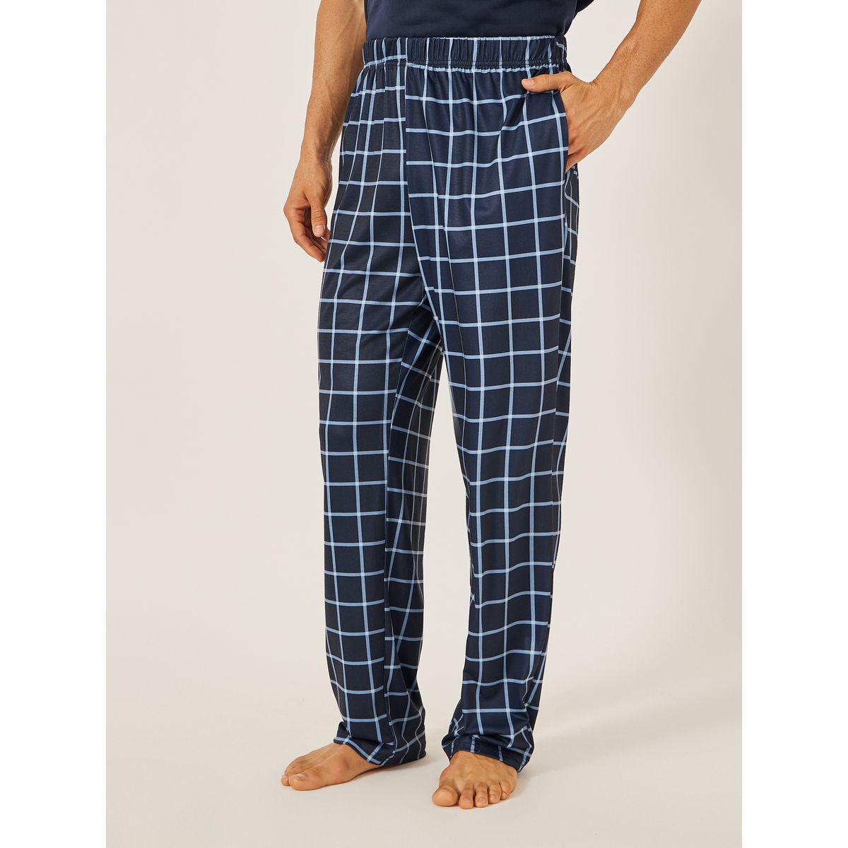 Styli Solid Henley Neck T-Shirt and Checked Pyjama Set-men-clothing-nightwear-sets-image-5