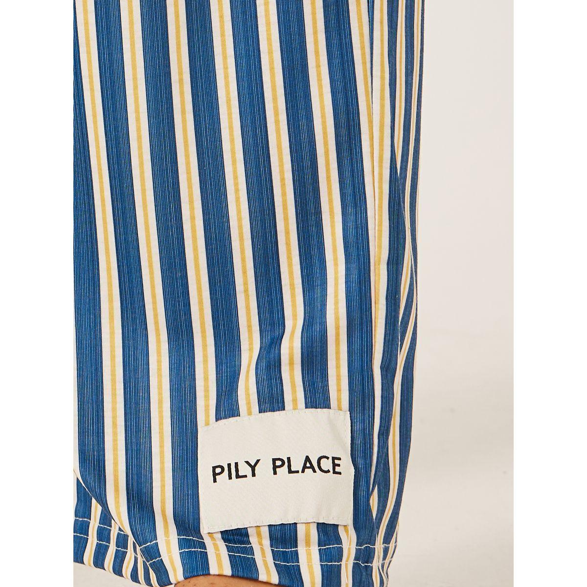 Styli Minimal Printed T-Shirt and Striped Badge Detail Pyjama Set-men-clothing-nightwear-sets-image-4