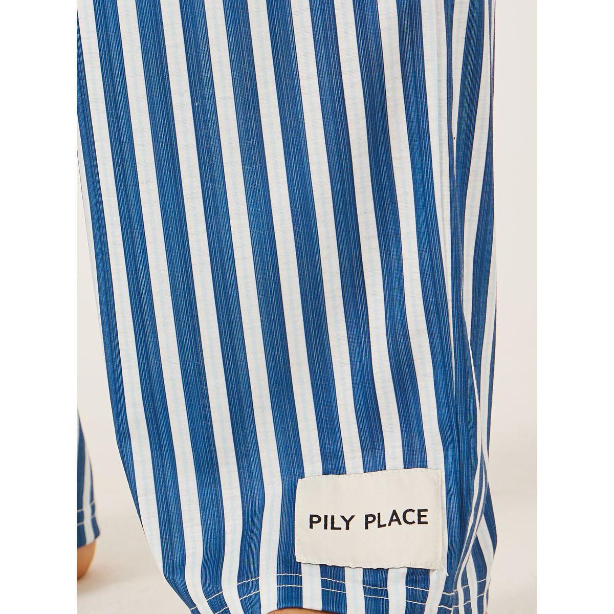 Styli Minimal Printed T-Shirt and Striped Badge Detail Pyjama Set-men-clothing-nightwear-sets-image-4
