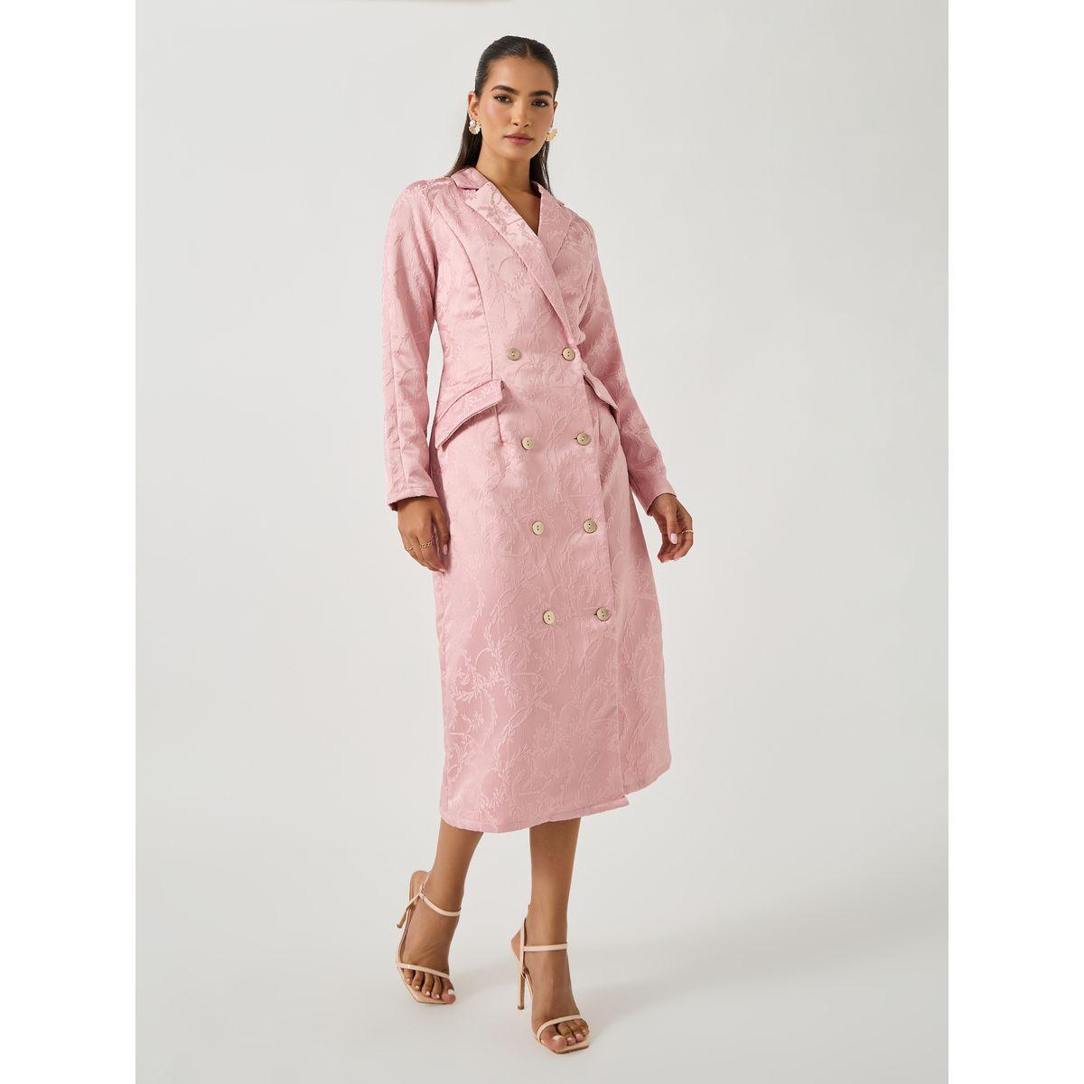 فستان ميدي بليزر بتفاصيل جاكار وأكمام طويلة-women-clothing-dresses-image-2