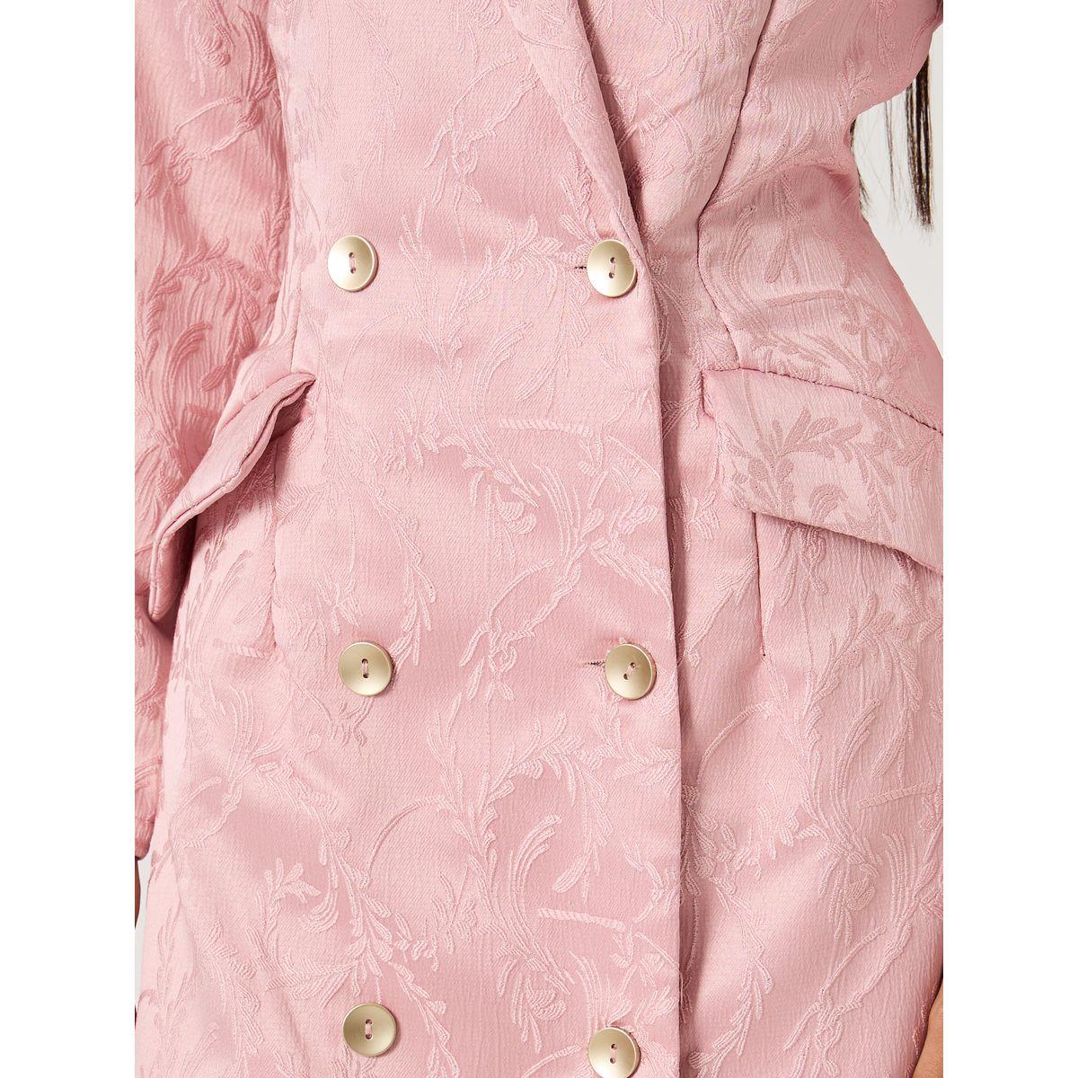 فستان ميدي بليزر بتفاصيل جاكار وأكمام طويلة-women-clothing-dresses-image-4