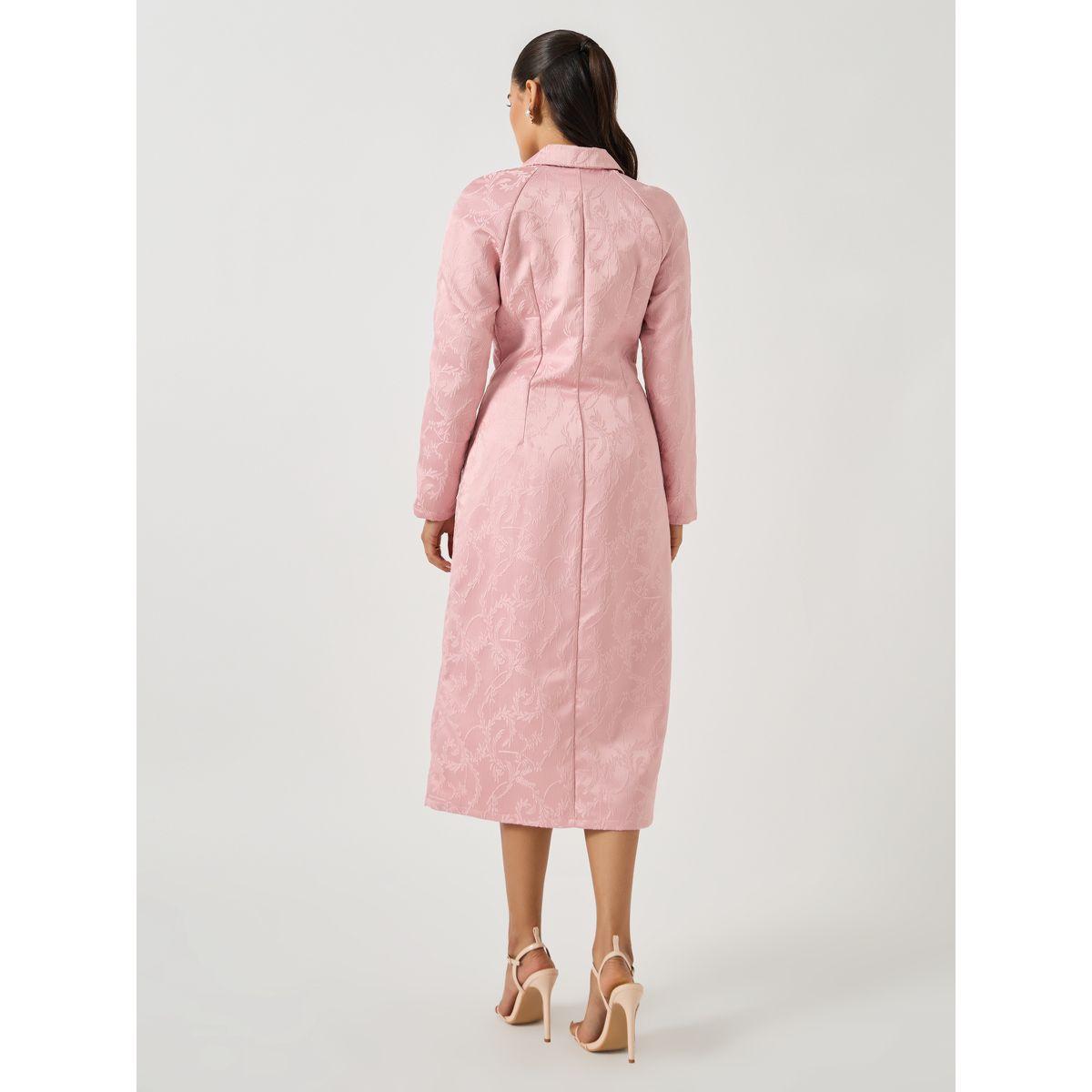 فستان ميدي بليزر بتفاصيل جاكار وأكمام طويلة-women-clothing-dresses-image-5