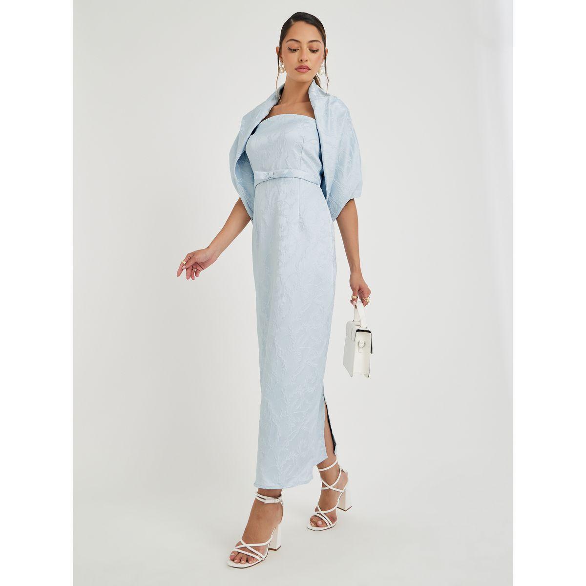 فستان طويل جاكار بياقة باردو-women-clothing-dresses-image-1