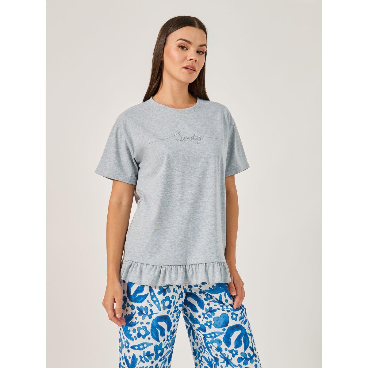 Styli Floral Printed Pajama Set with Round Neck T-Shirt-women-clothing-nightwear-pyjamas-longsets-image-3