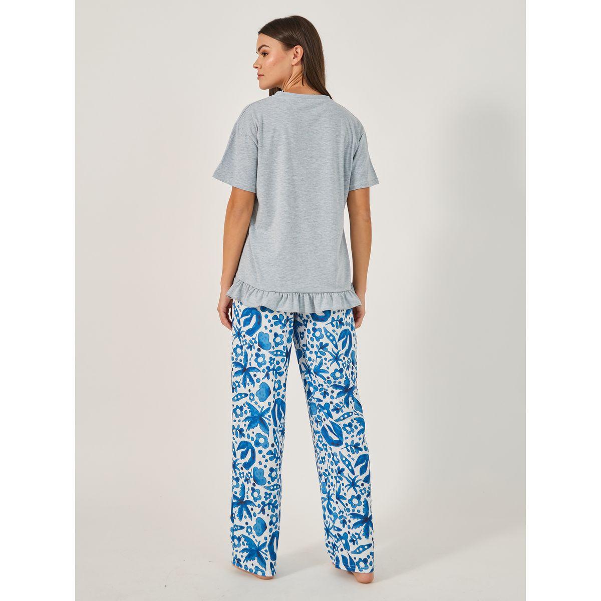 Styli Floral Printed Pajama Set with Round Neck T-Shirt-women-clothing-nightwear-pyjamas-longsets-image-5
