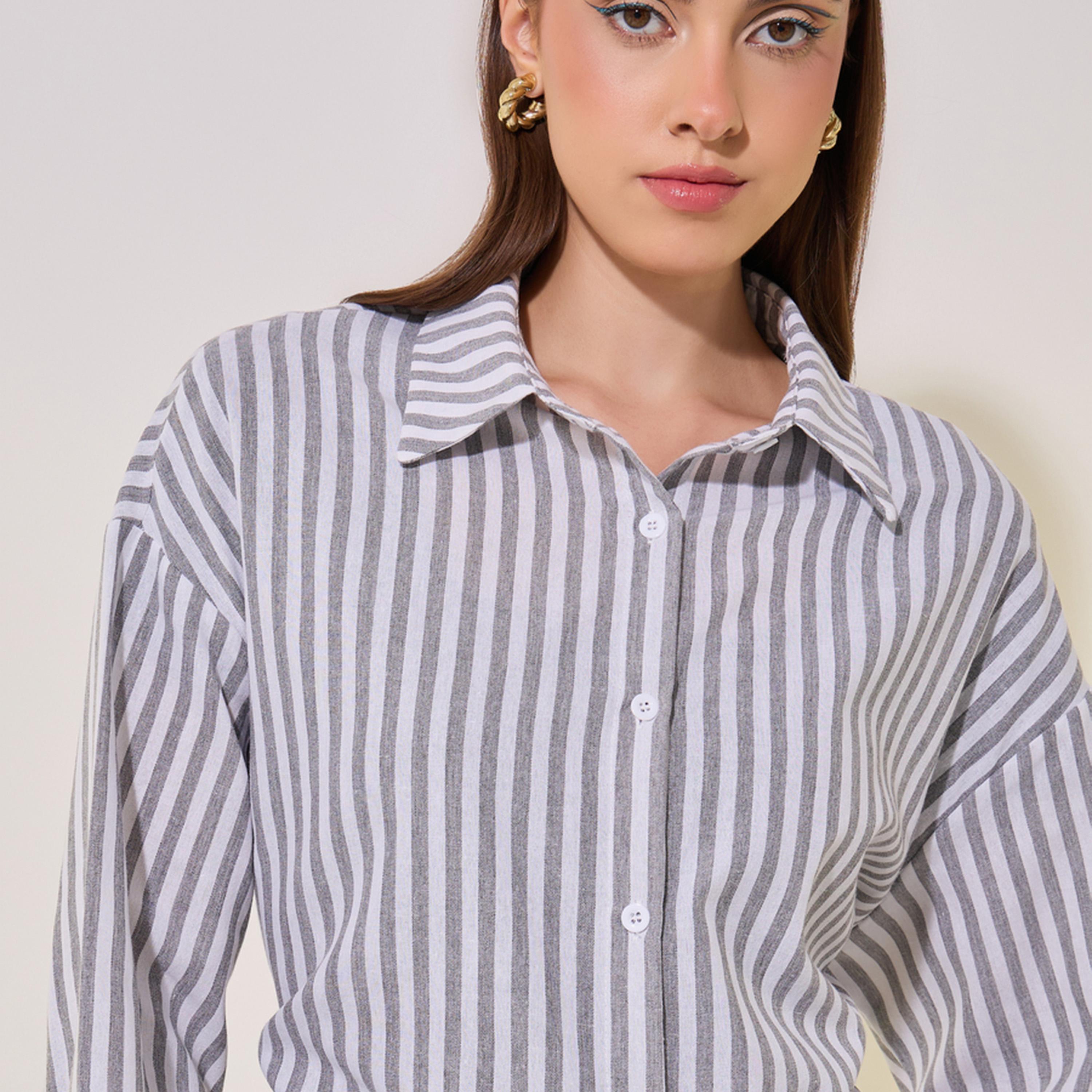 Take Two Striped Longline Shirt with Back Tie Detail-women-clothing-shirtsandblouses-shirts-image-3