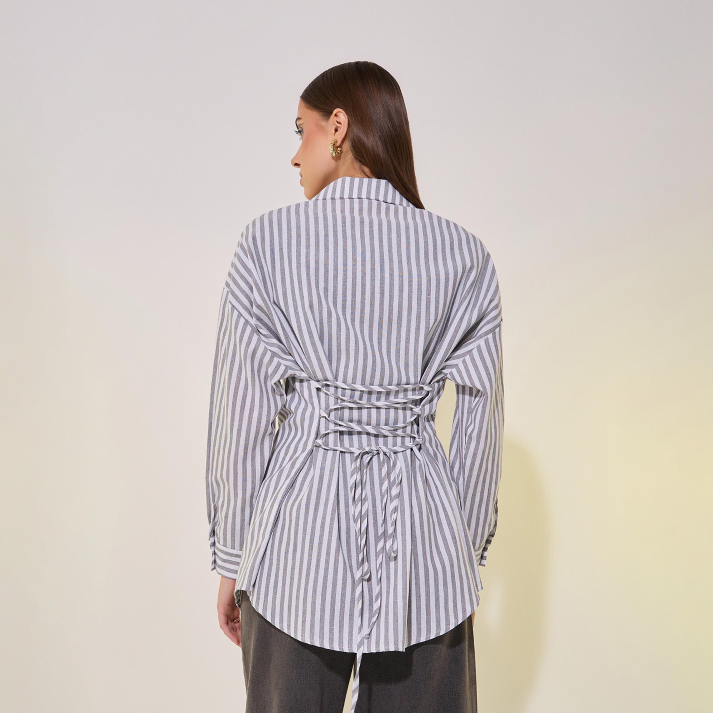 Take Two Striped Longline Shirt with Back Tie Detail-women-clothing-shirtsandblouses-shirts-image-5