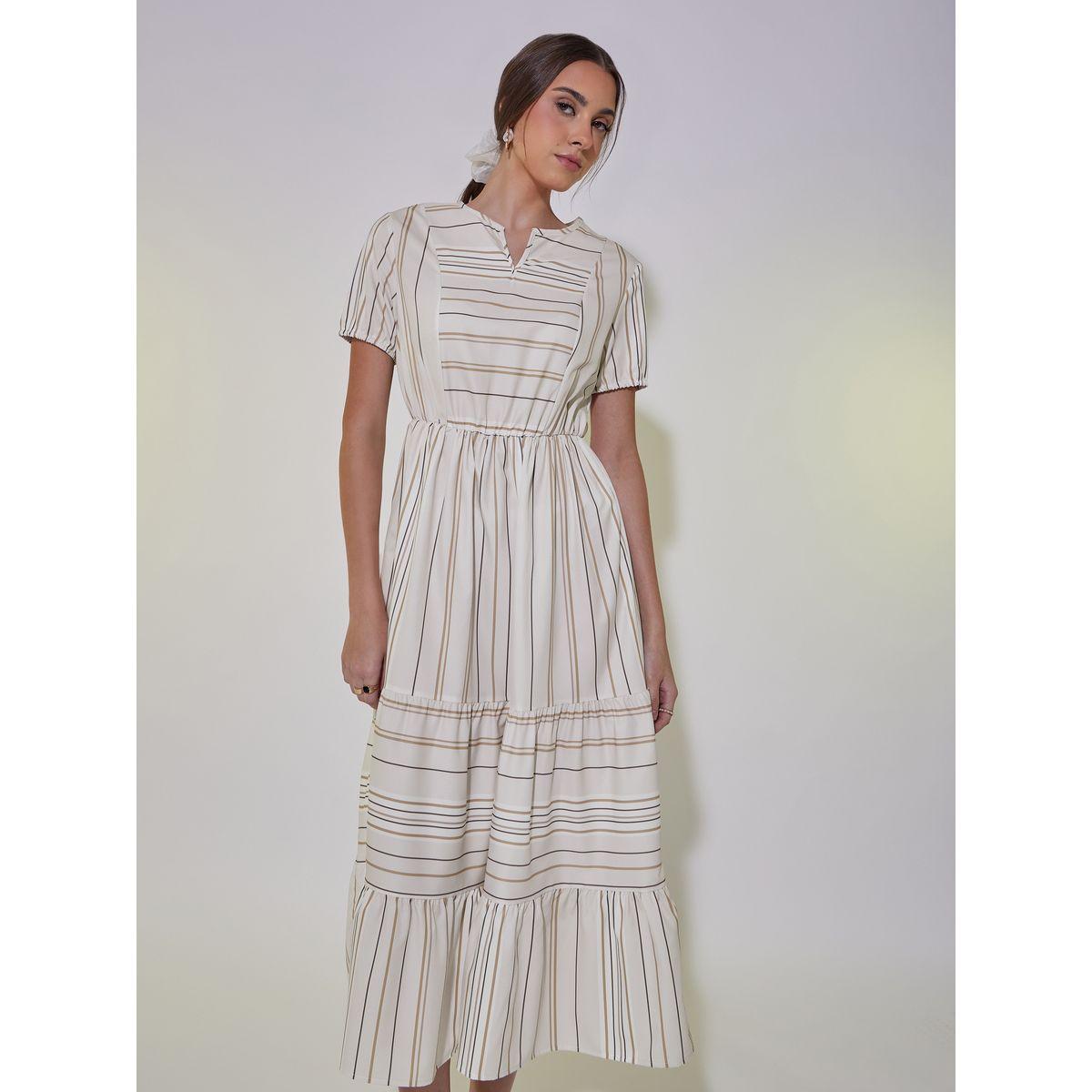 Take Two Striped Notch Neck A-Line Midi Dress-women-clothing-dresses-image-2