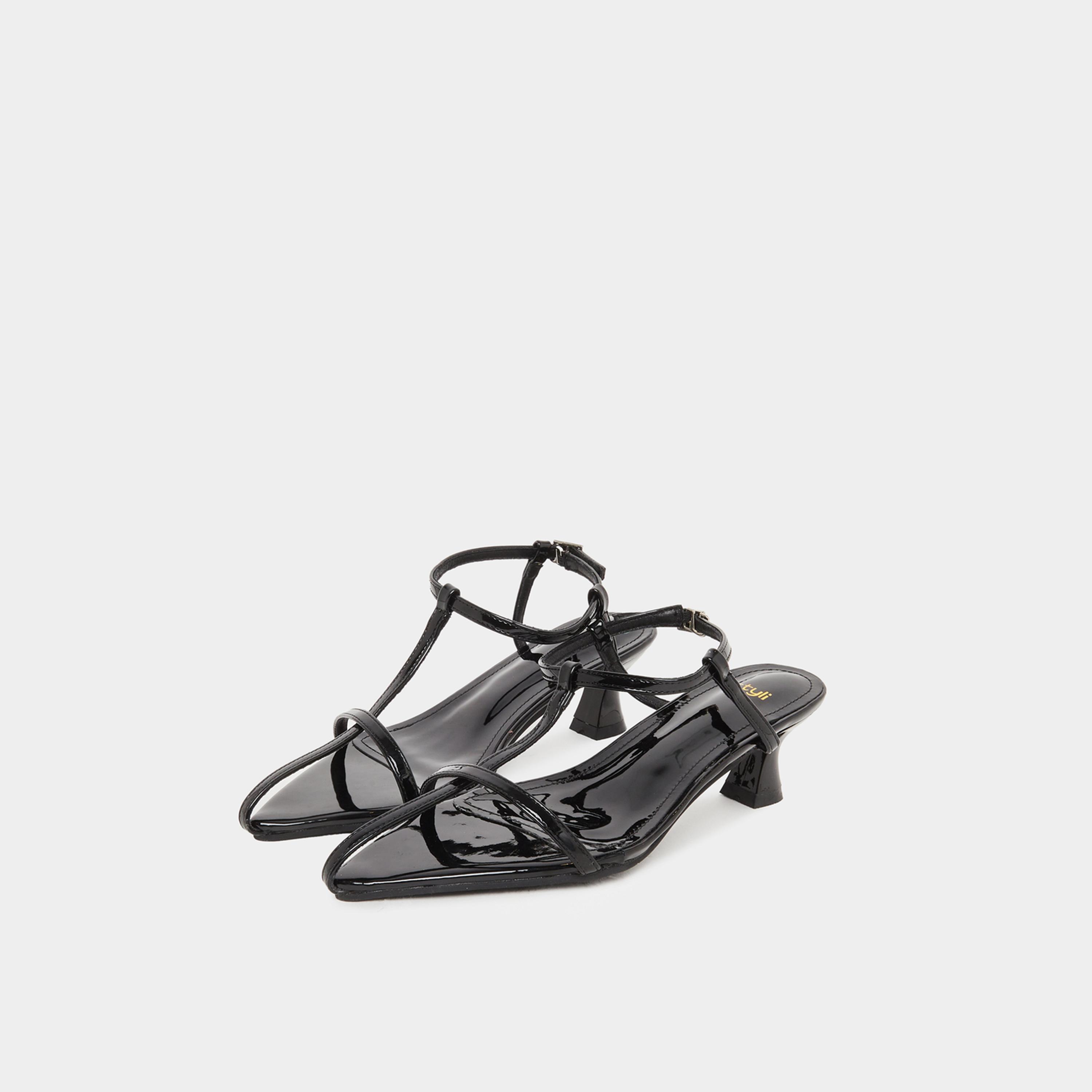 Styli Plain Strappy Kitten Heel Sandals-women-shoes-sandals-heeled-image-2