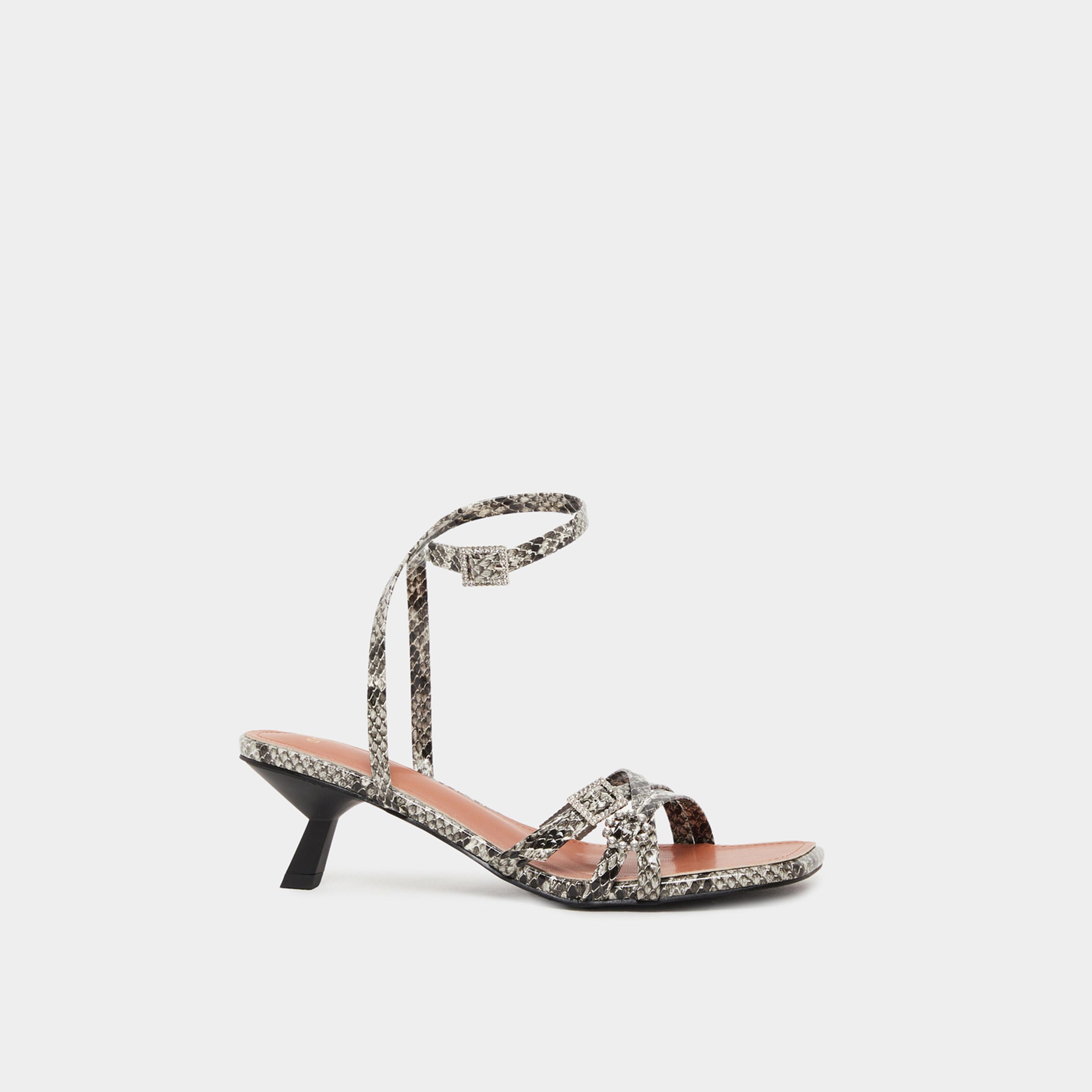 ستايلي - صندل بكعب وحزام للكاحل بطبعة حيوانات-women-shoes-sandals-heeled-image-1