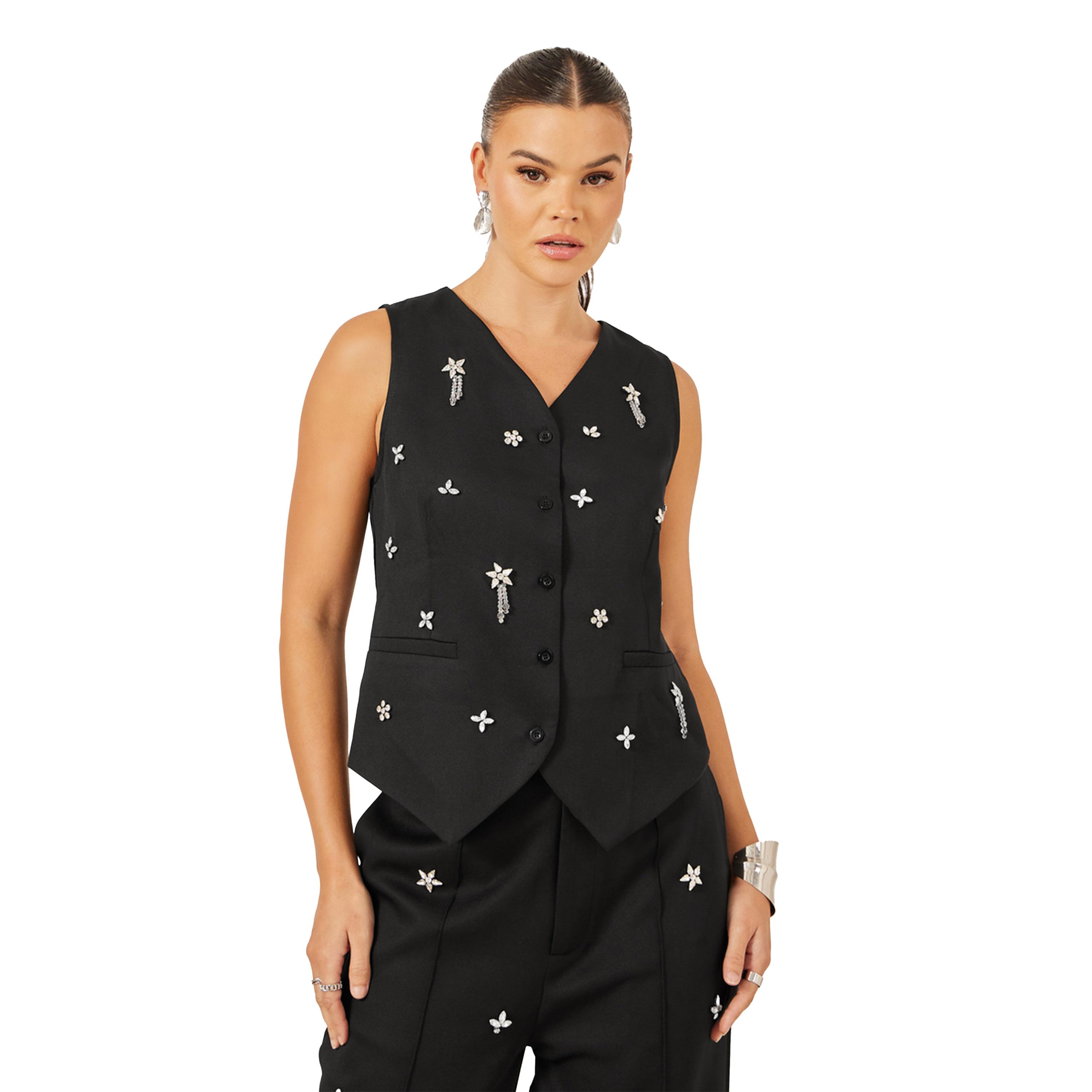 ستايلي - سترة مزينة بياقة V وحاشية غير متماثلة-women-clothing-coatsandjackets-waistcoats-image-2
