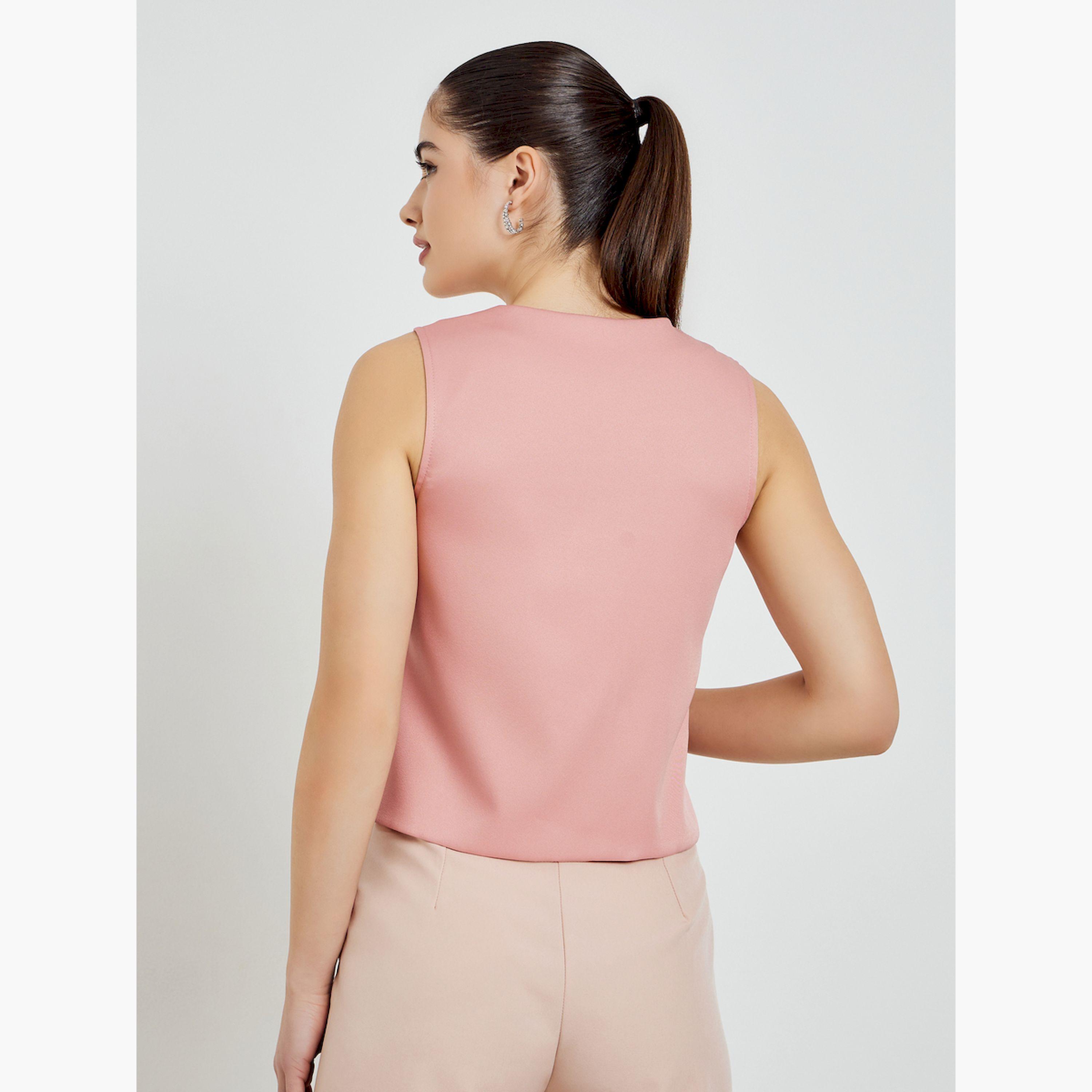 Styli Pink Embellished Sleeveless Waistcoat-women-clothing-shirtsandblouses-blouses-image-4