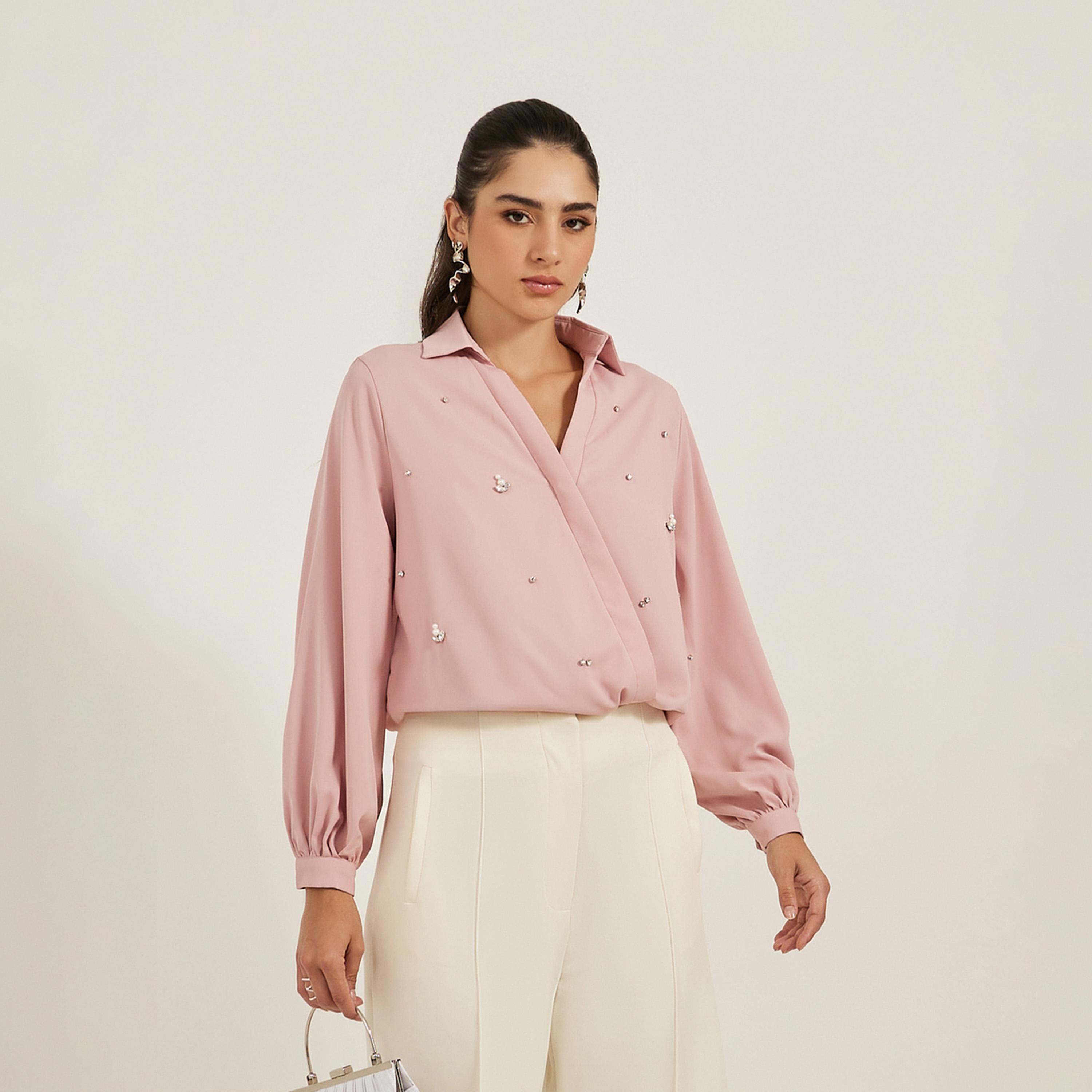 Styli Embellished Regular Fit Wrap Top-women-clothing-shirtsandblouses-blouses-image-1
