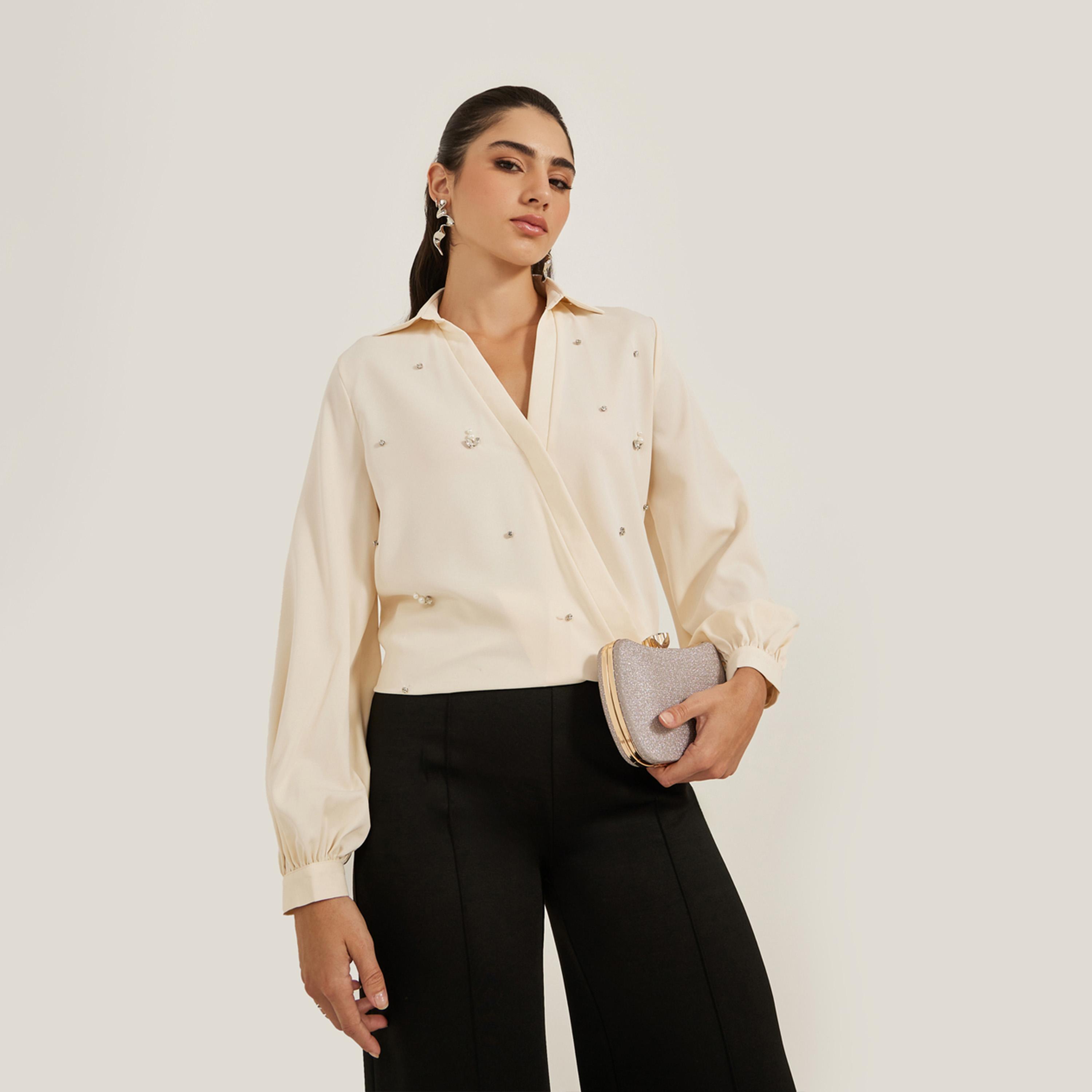 Styli Embellished Regular Fit Wrap Top-women-clothing-shirtsandblouses-blouses-image-1