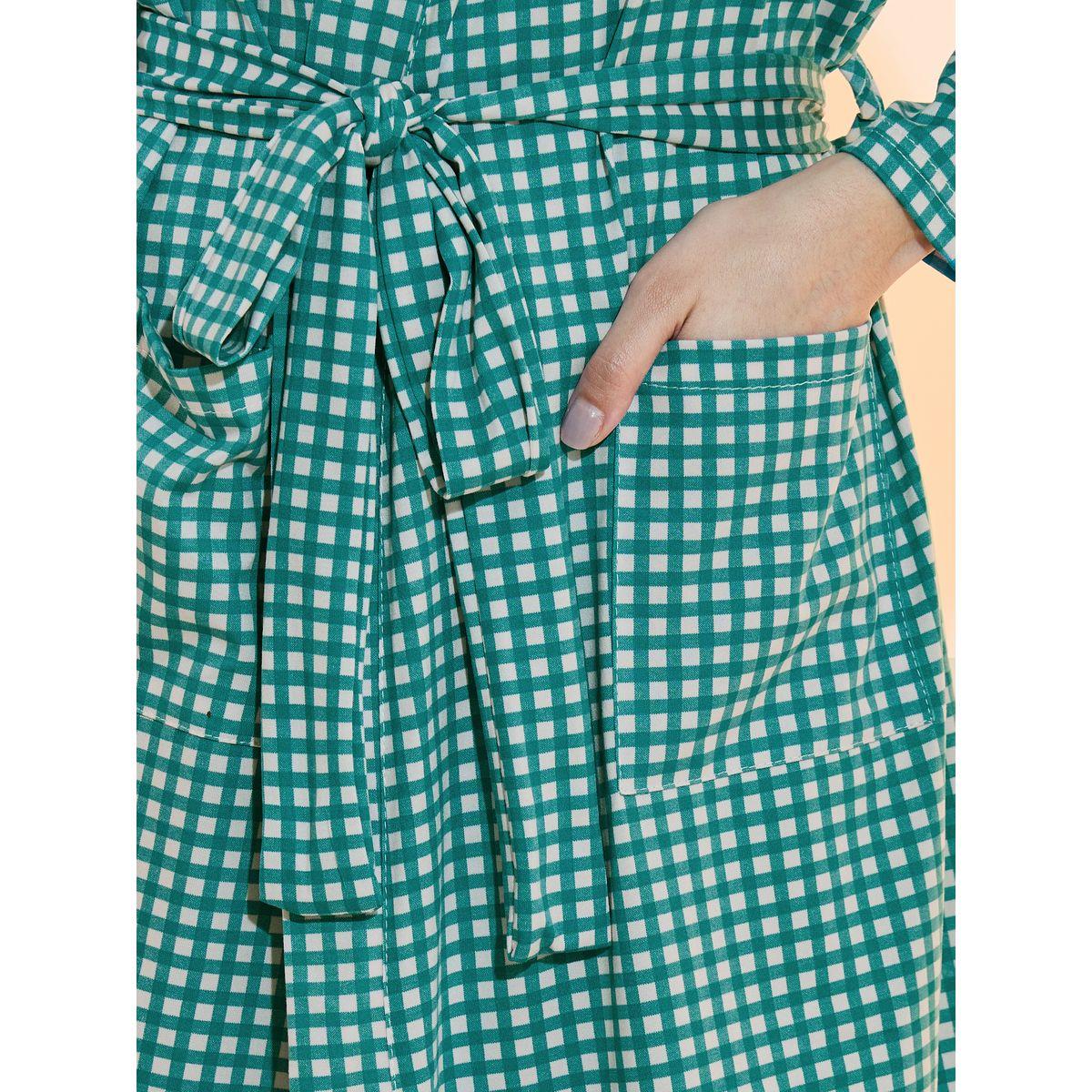 Take Two Gingham Check Print Belted Robe-women-clothing-nightwear-robes-image-3