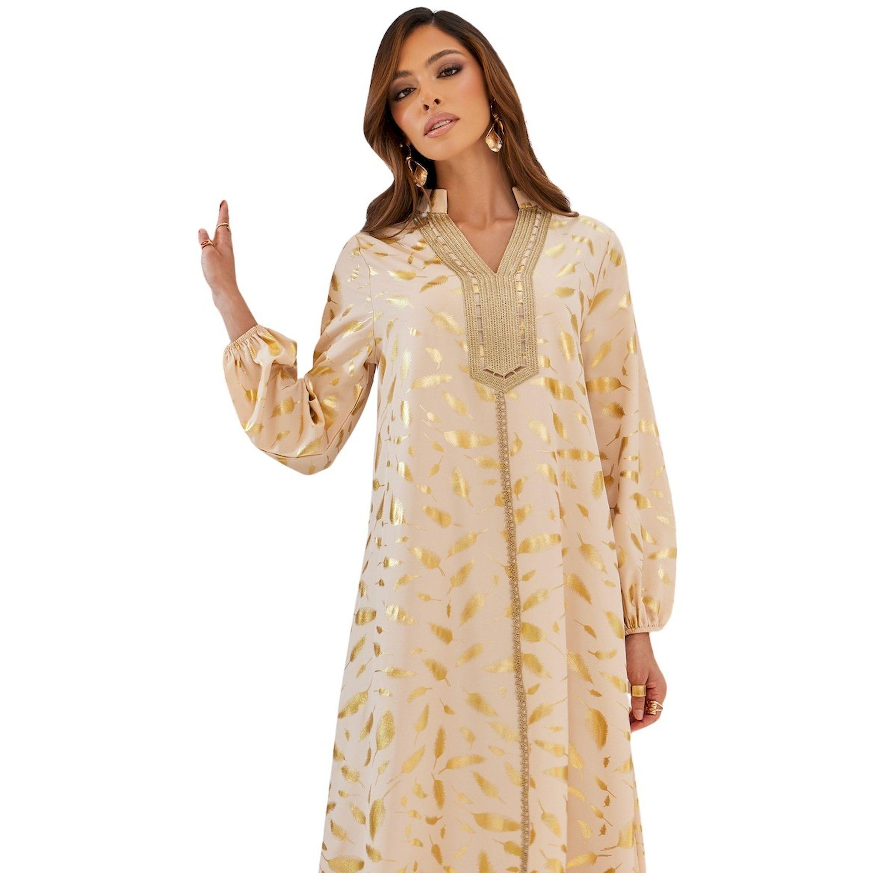 ستايلي - جلابية بطبعة فويل وقصة A مع حافة من الدانتيل-women-arabicclothing-jalabiyas-image-3