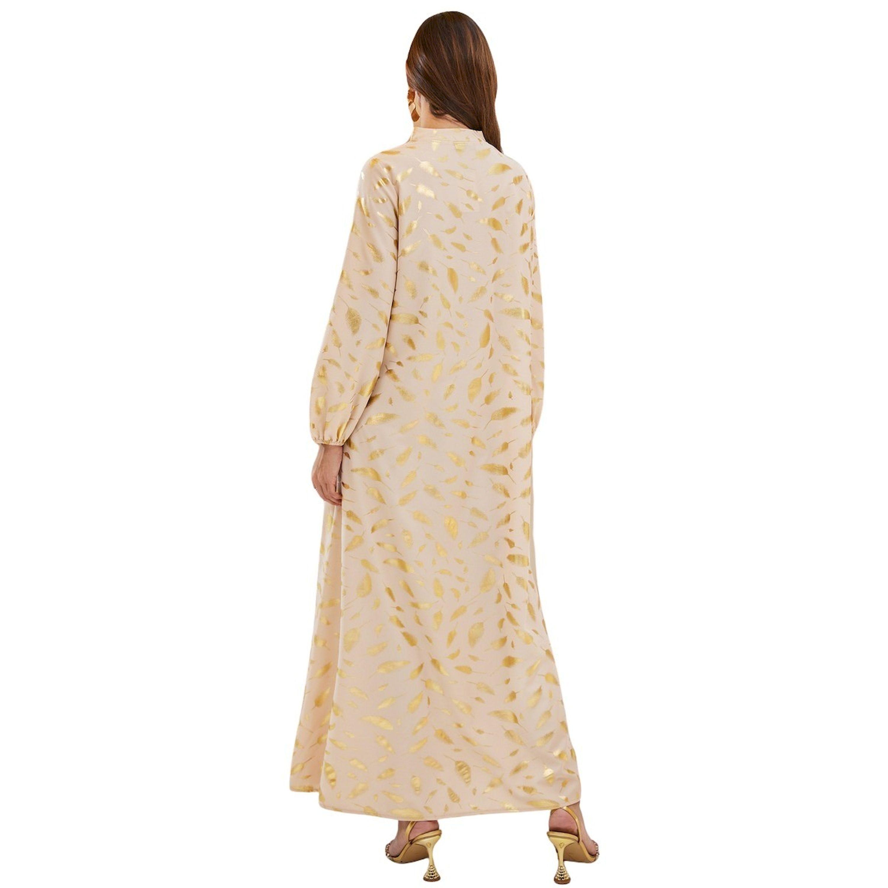 ستايلي - جلابية بطبعة فويل وقصة A مع حافة من الدانتيل-women-arabicclothing-jalabiyas-image-5