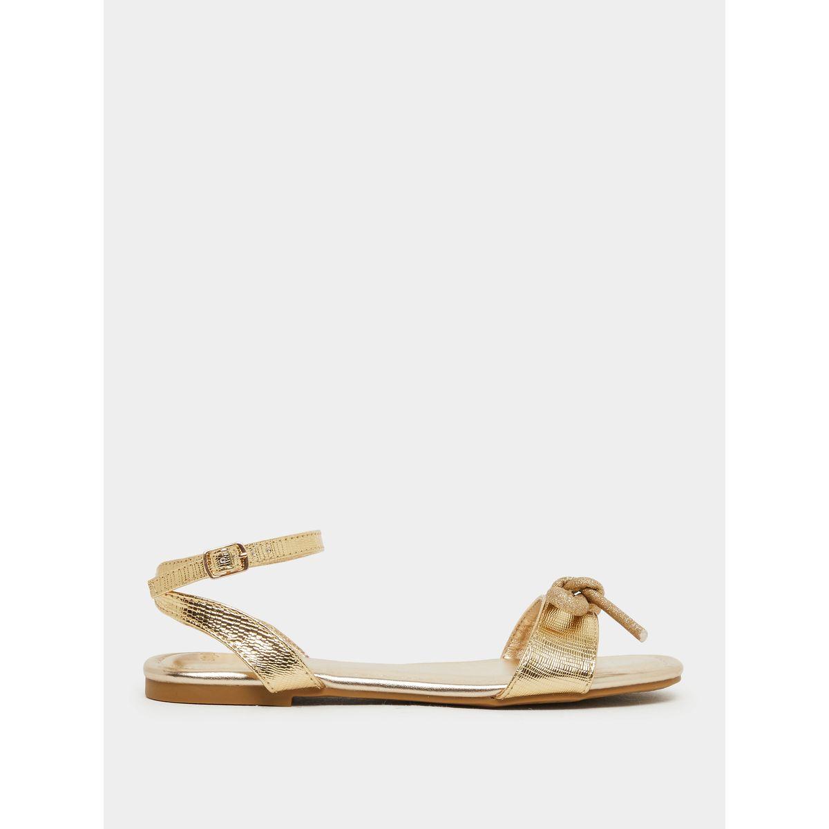 Styli Metallic Design Ankle Strap Flat Sandals-women-shoes-sandals-flats-image-2