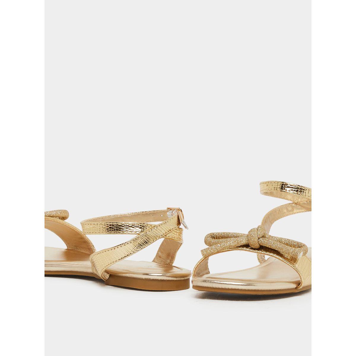 Styli Metallic Design Ankle Strap Flat Sandals-women-shoes-sandals-flats-image-4