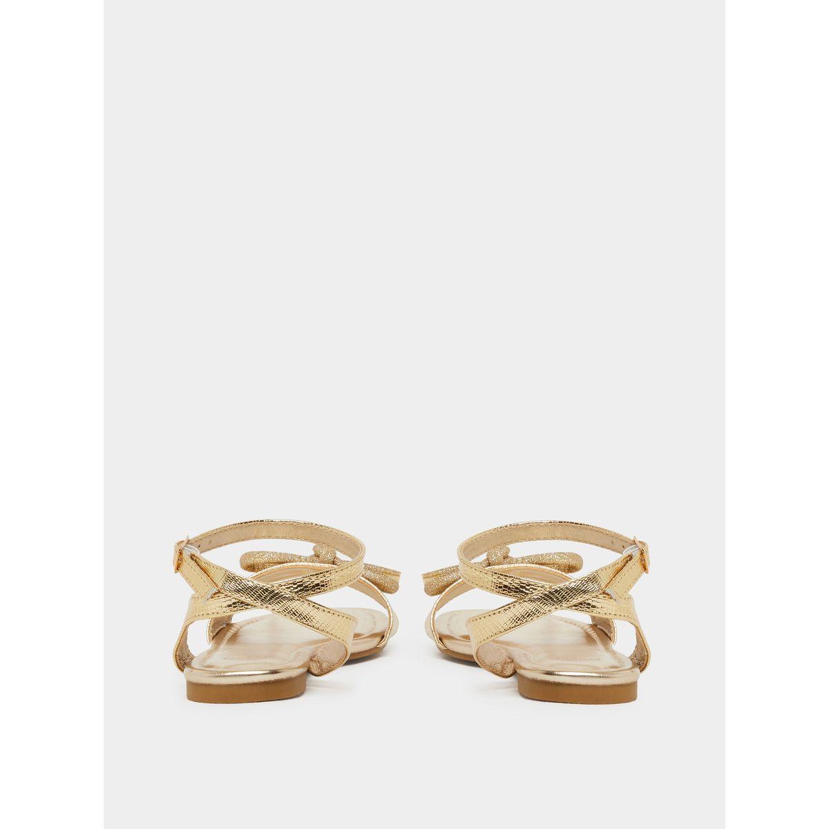 Styli Metallic Design Ankle Strap Flat Sandals-women-shoes-sandals-flats-image-5