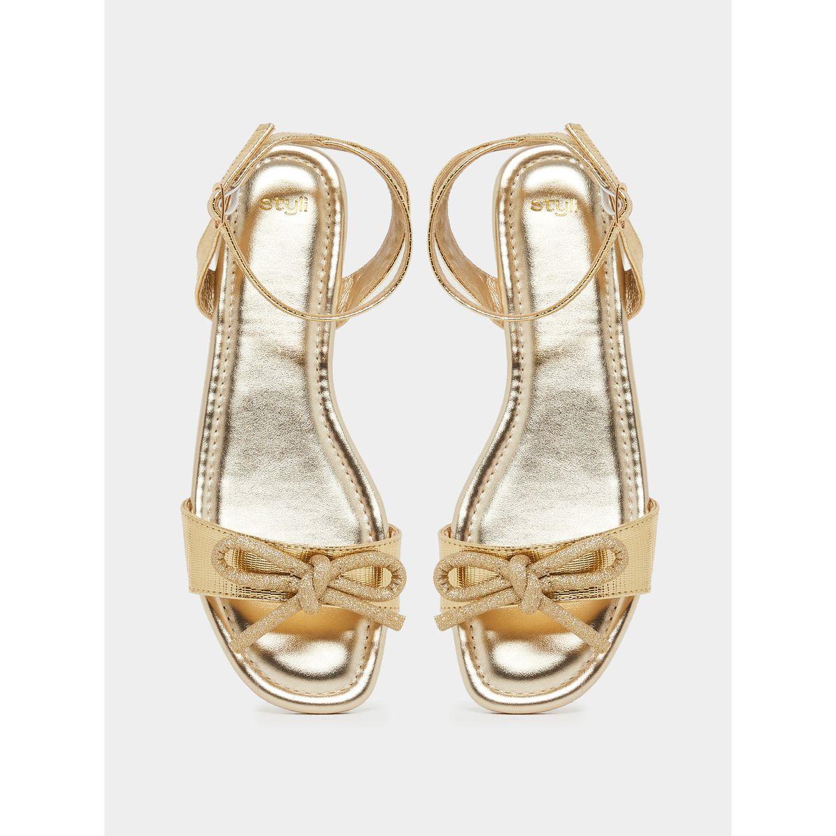 Styli Metallic Design Ankle Strap Flat Sandals-women-shoes-sandals-flats-image-6