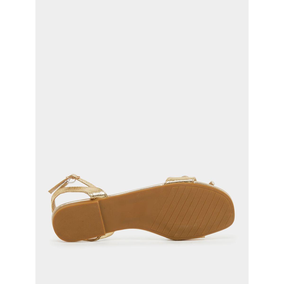 Styli Metallic Design Ankle Strap Flat Sandals-women-shoes-sandals-flats-image-7