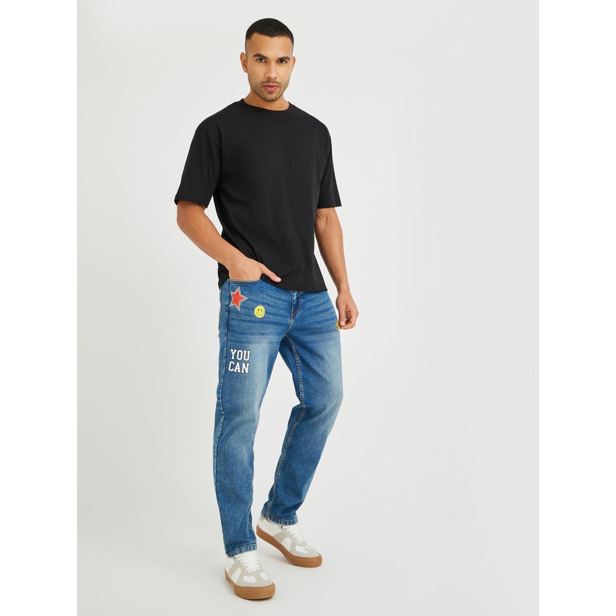 Styli Regular Fit Faded Jeans with Printed Detail-men-clothing-bottoms-jeans-image-2