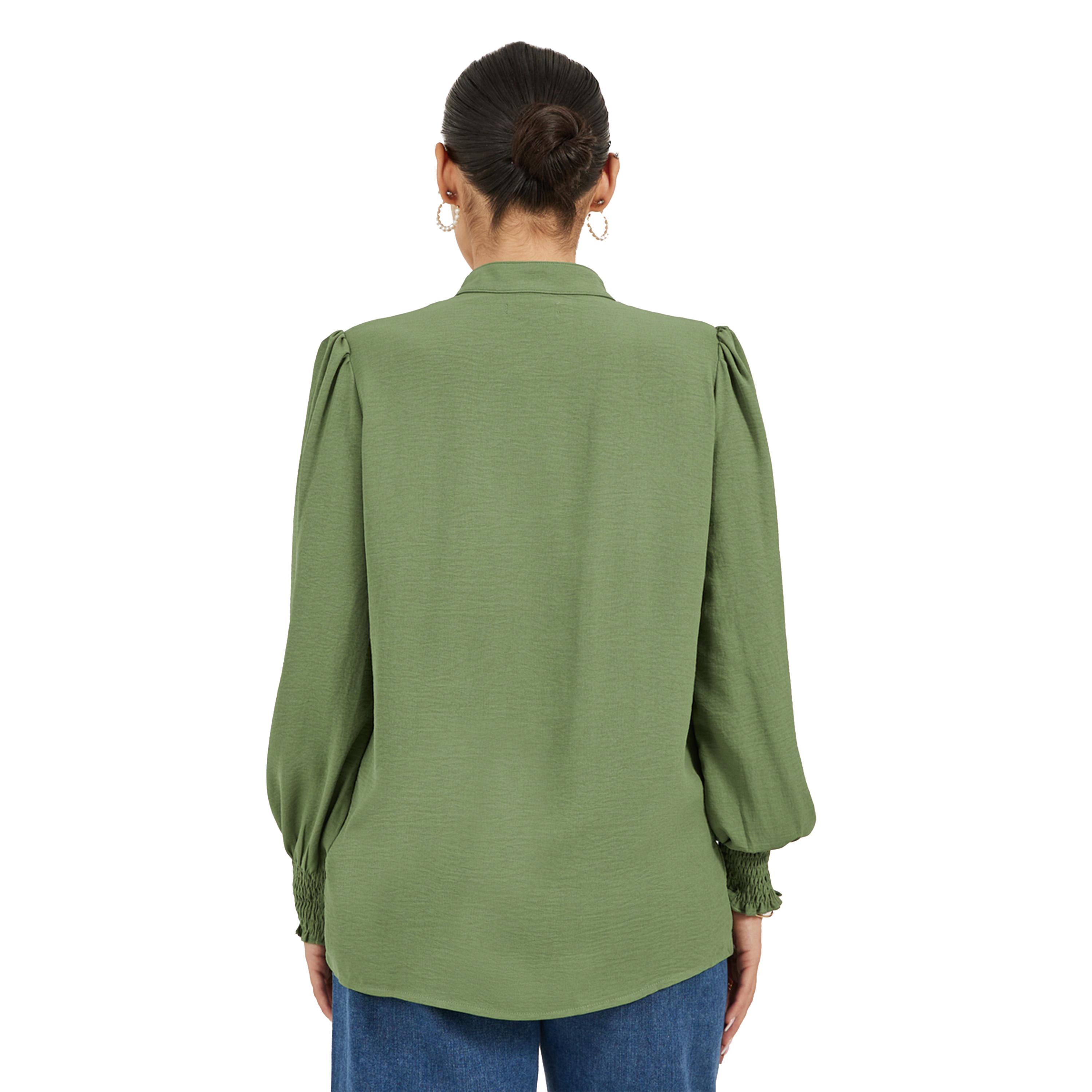 ستايلي -  قميص بياقة شريطية منسوجة وأكمام مطرزة-women-clothing-shirtsandblouses-shirts-image-5