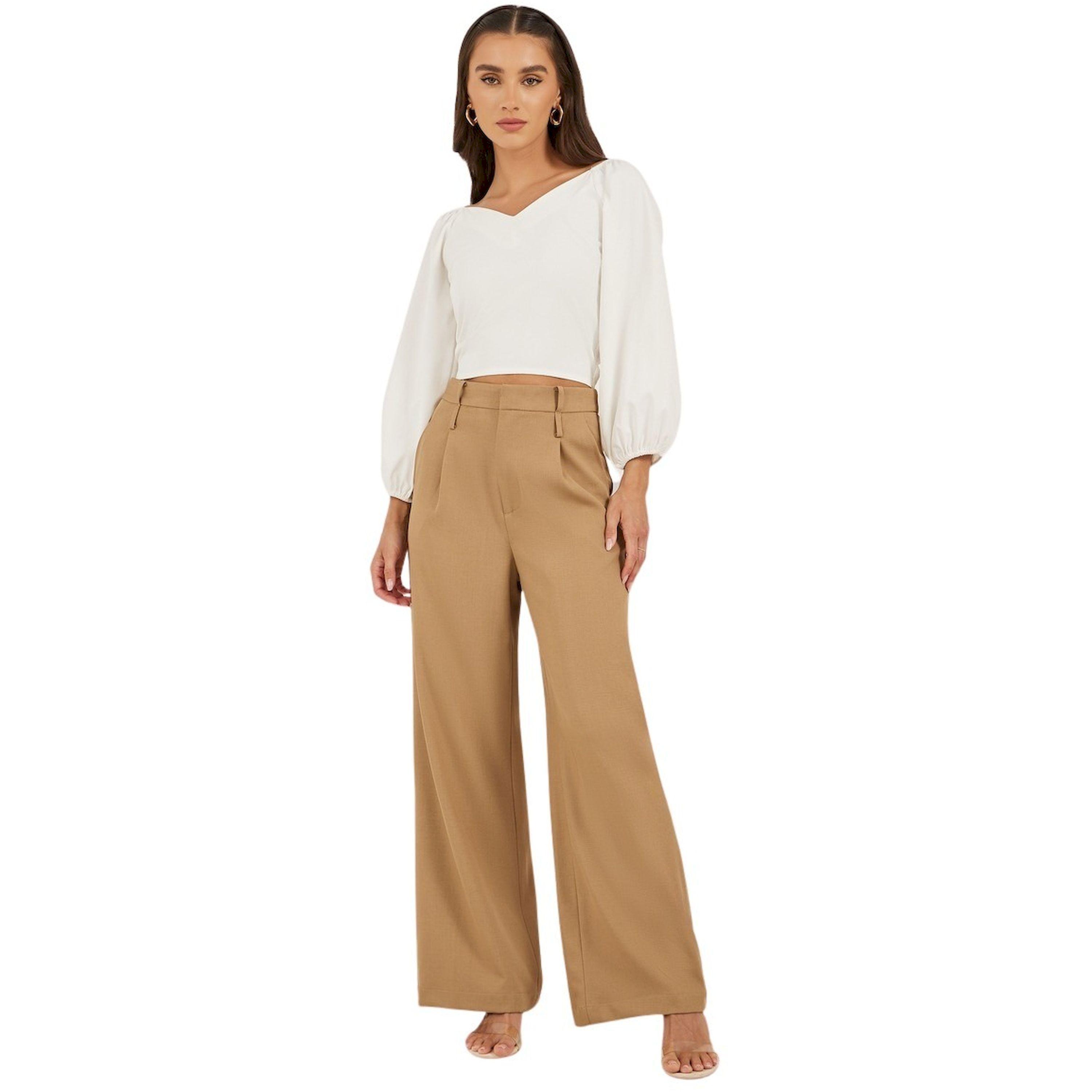 Styli Plain Cuffed Sleeves V Neck Cropped Top-women-clothing-tshirts-image-2