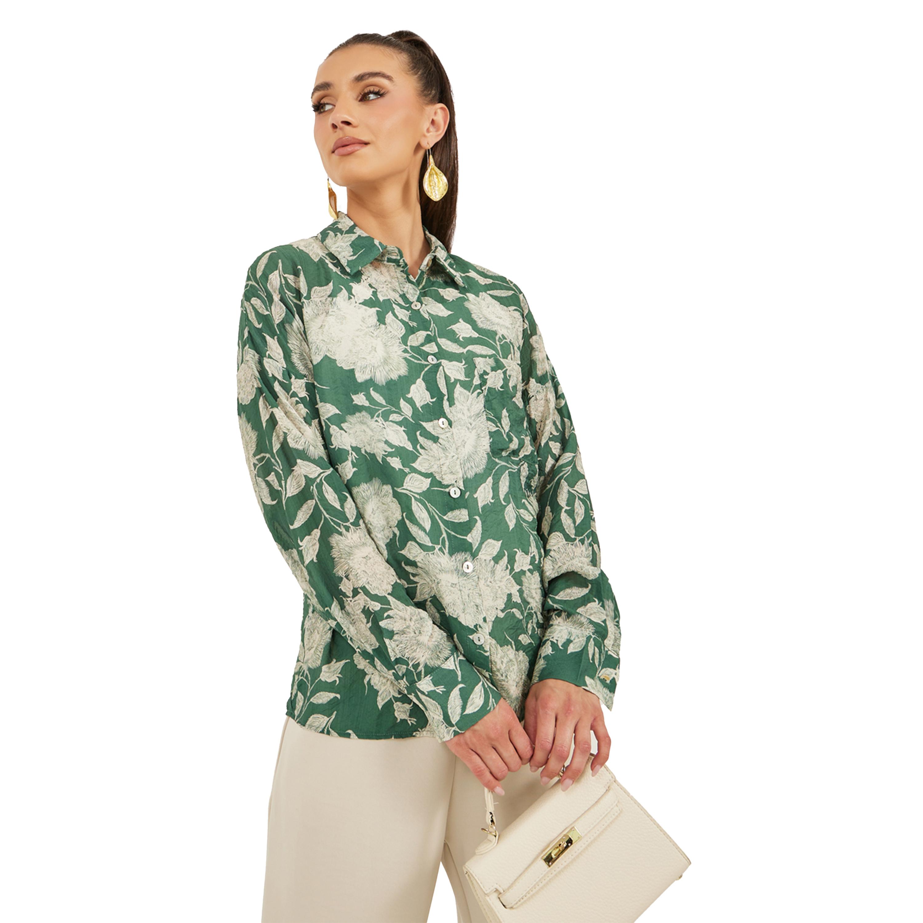 Styli Floral Print Spread Collar Oversized Shirt-women-clothing-shirtsandblouses-shirts-image-4