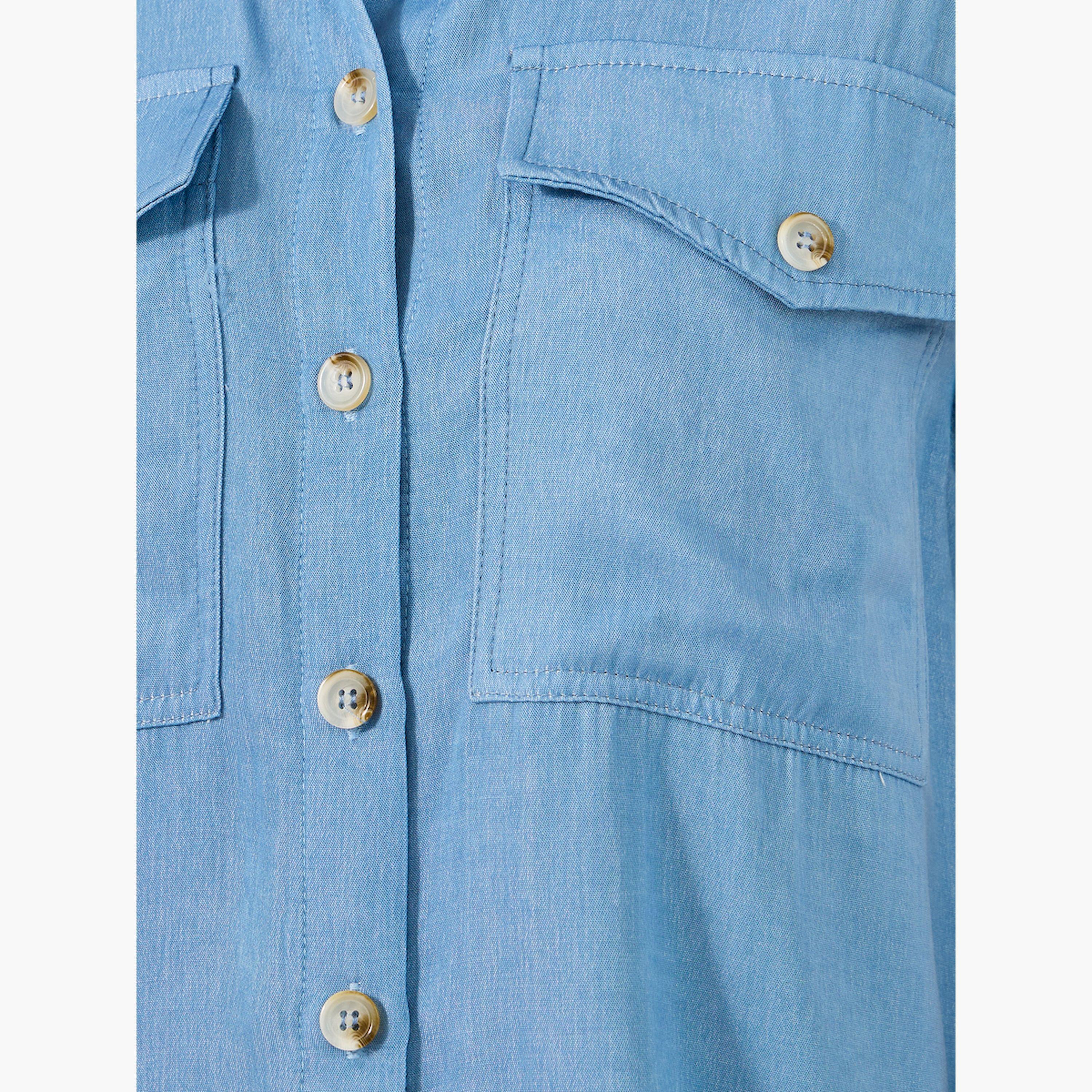 Styli Solid Sleeveless Denim Shirt-women-clothing-shirtsandblouses-shirts-image-4