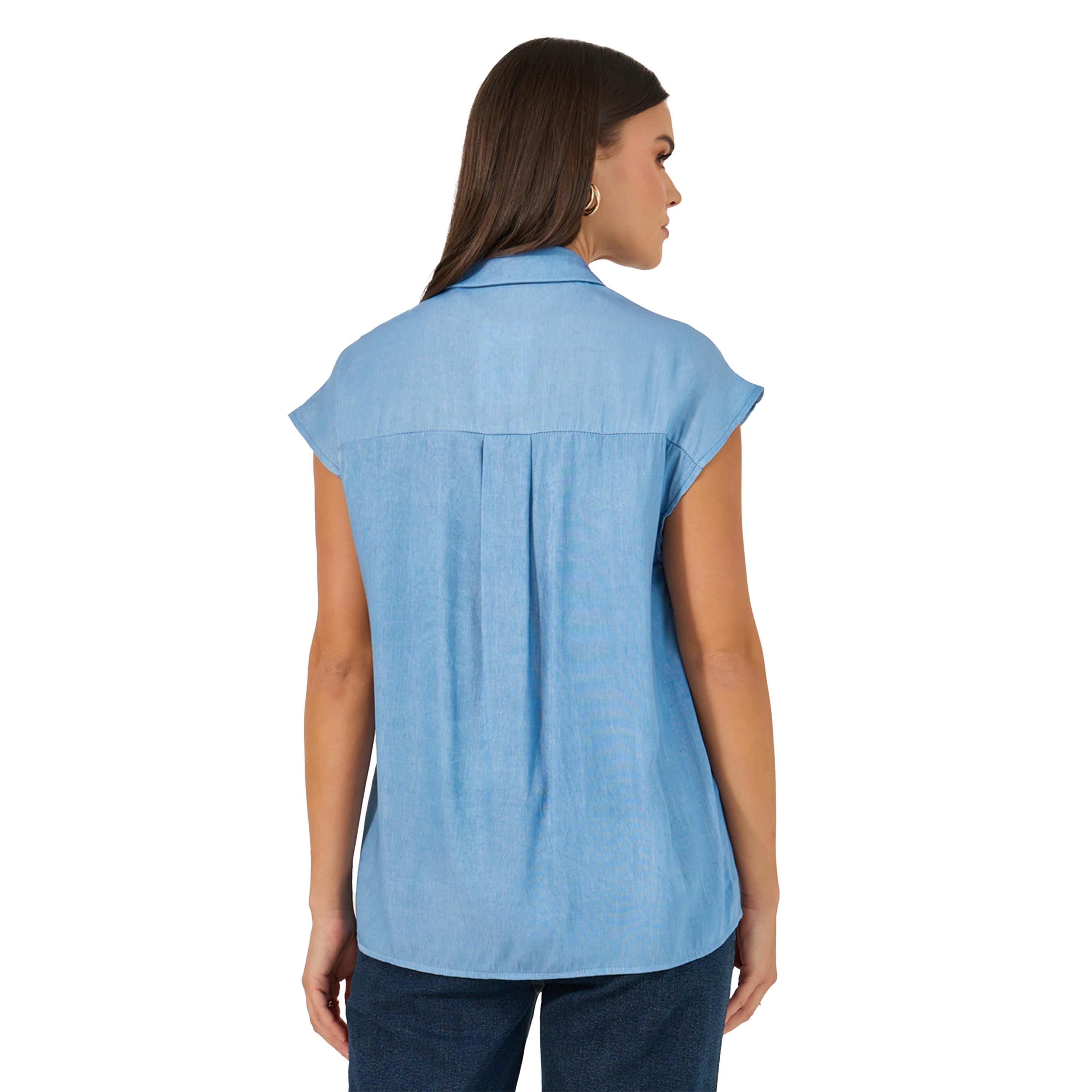 Styli Solid Sleeveless Denim Shirt-women-clothing-shirtsandblouses-shirts-image-5