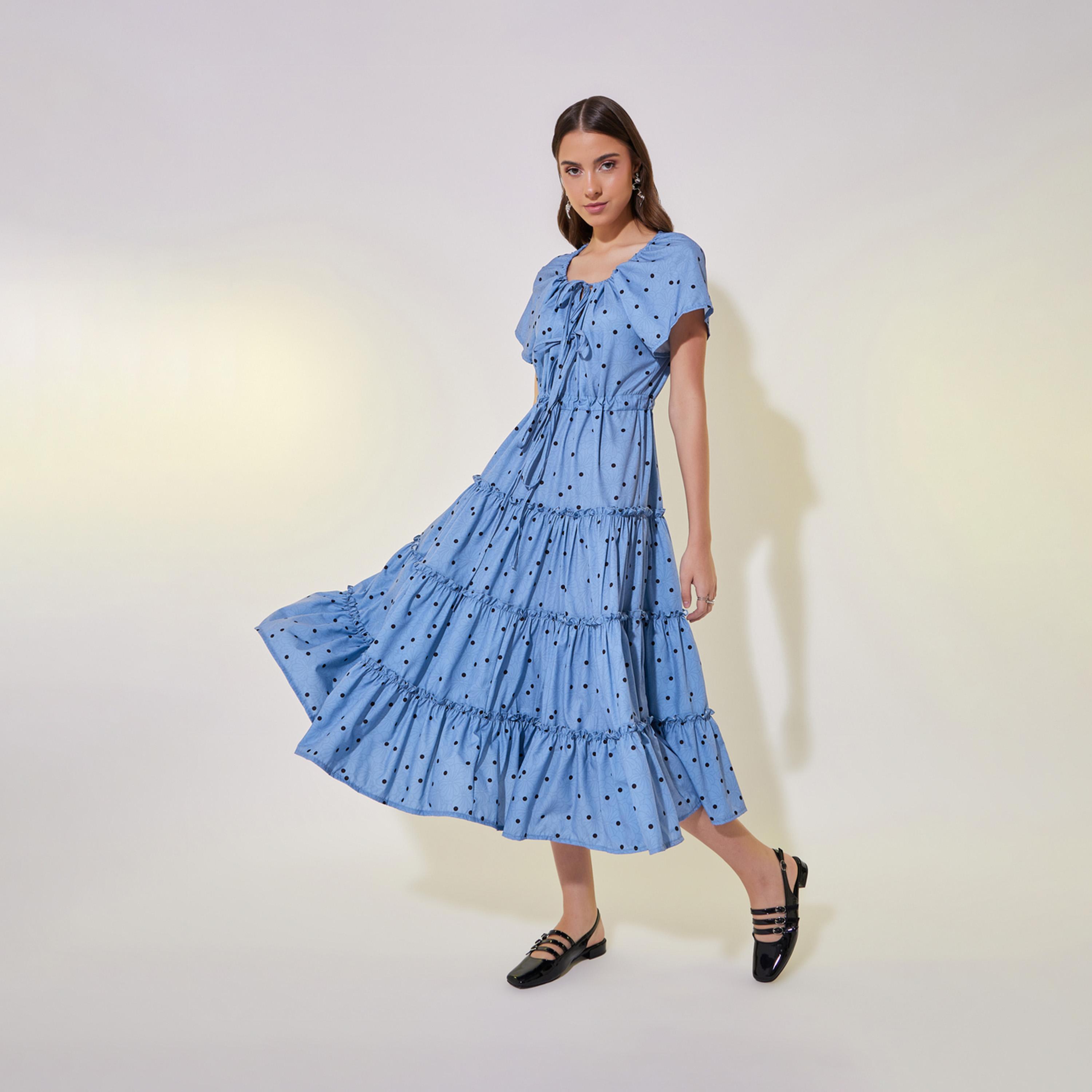 فستان ميدي بأكمام منفوخة مطبع بالكامل-women-clothing-dresses-image-2