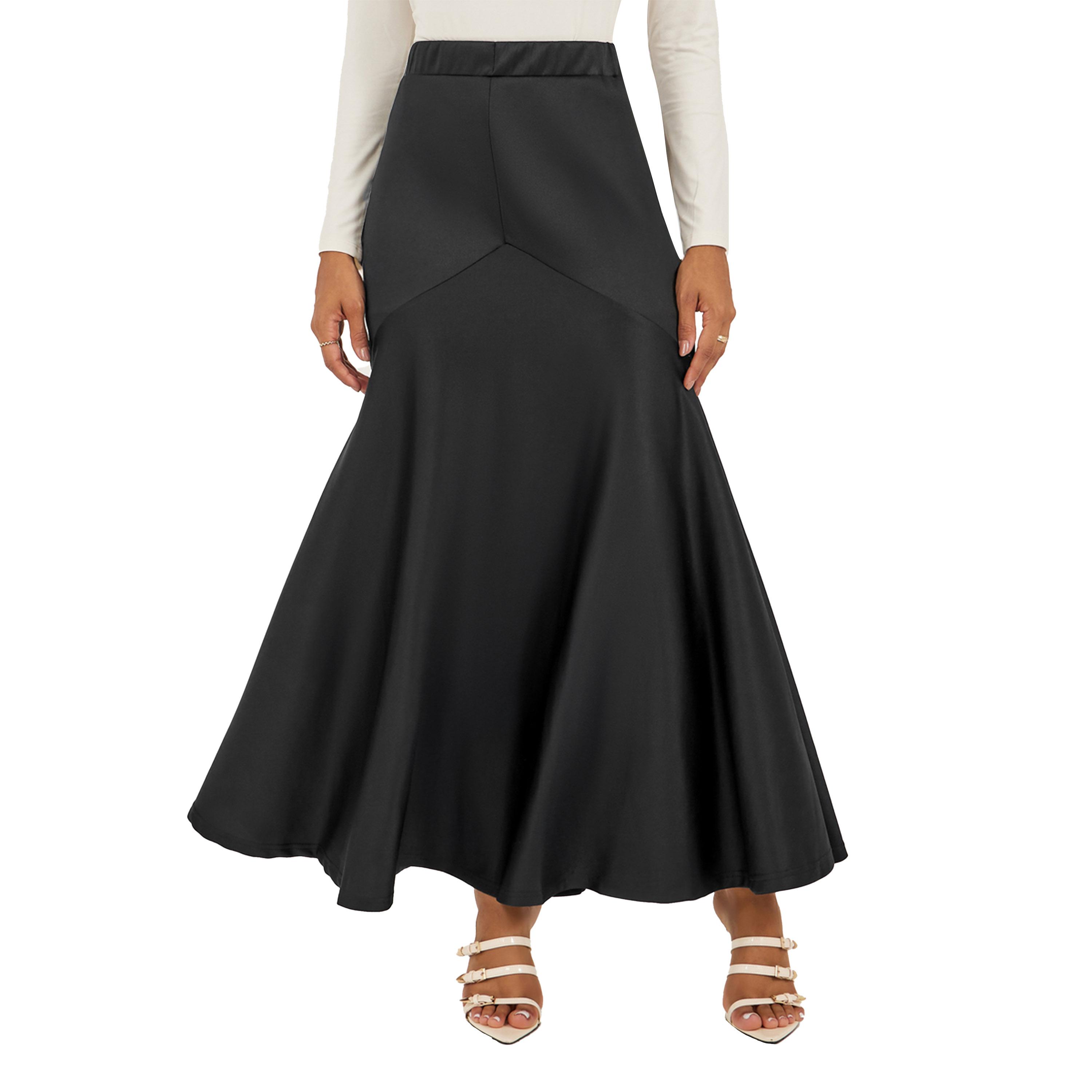 ستايلي - تنورة ماكسي واسعة بخصر متوسط الارتفاع-women-clothing-bottoms-skirts-image-2