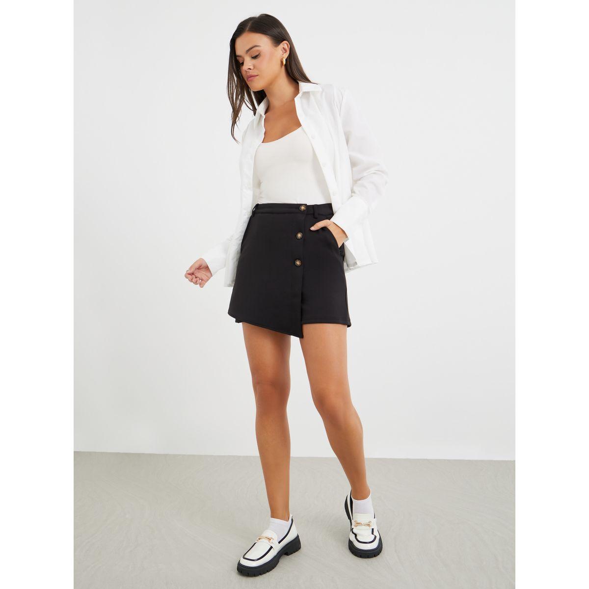 سكورت قصيرة مع تفاصيل أزرار-women-clothing-bottoms-skirts-image-1