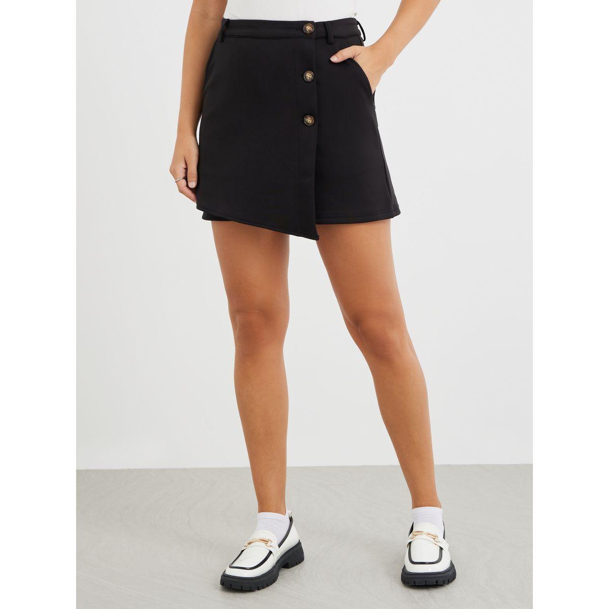 Styli Knitted Buttoned Detail Short Skort-women-clothing-bottoms-skirts-image-2